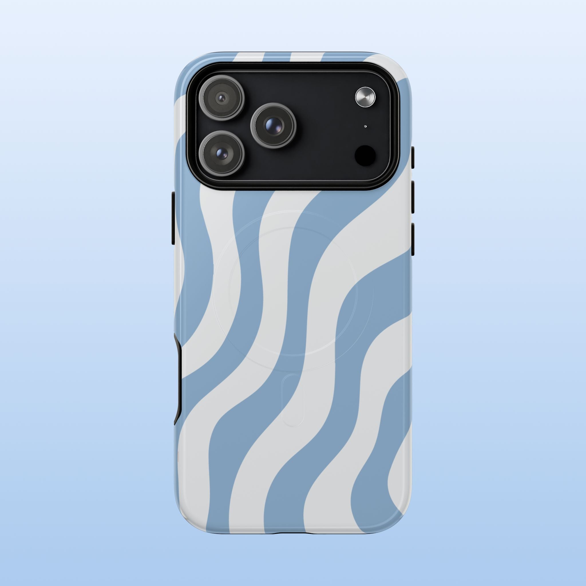 Wavy Lines - MagSafe Tough iPhone Case - Soft Blue - Abstract Minimal