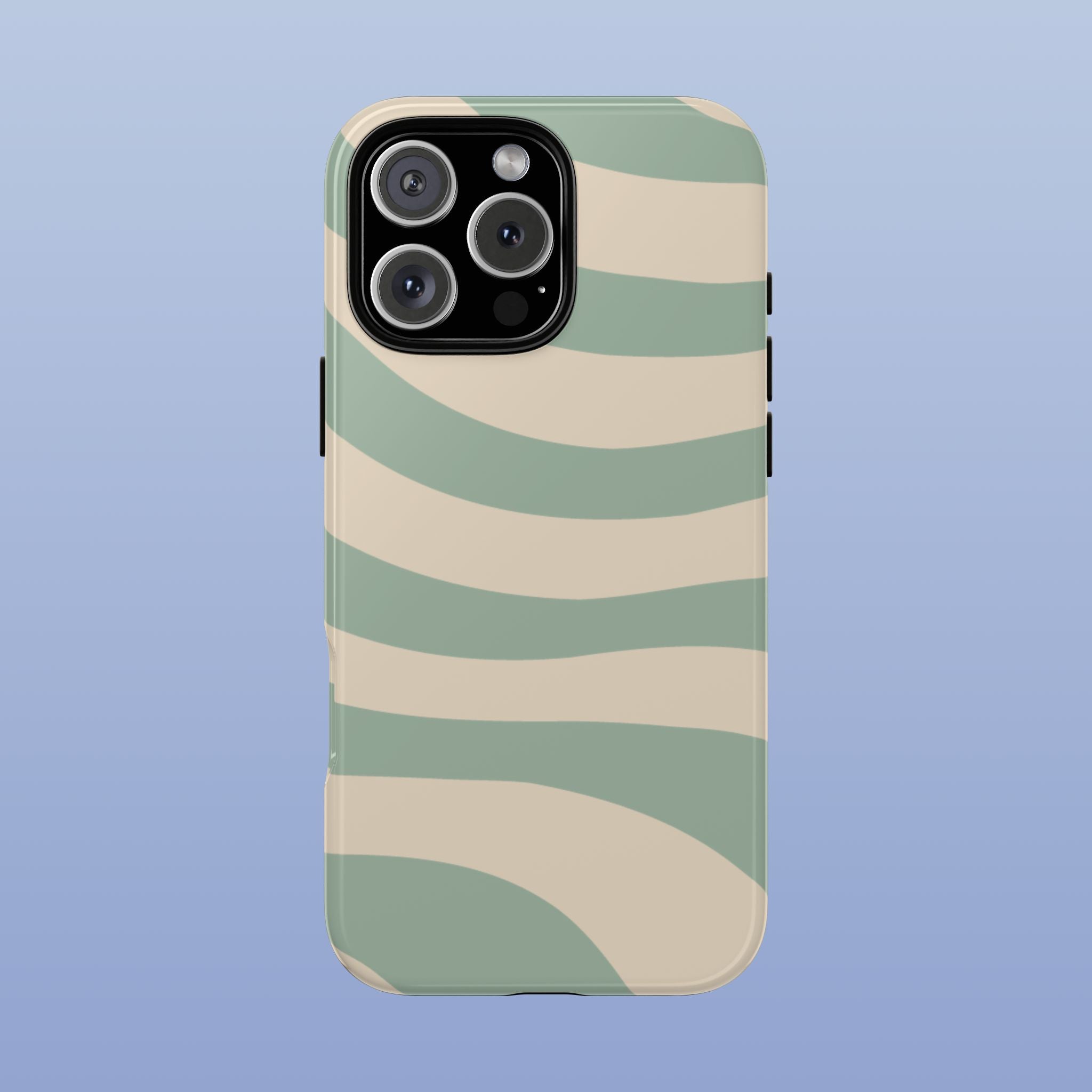 Wavy Lines - Glossy iPhone Case - Soft Sage - Abstract Minimal