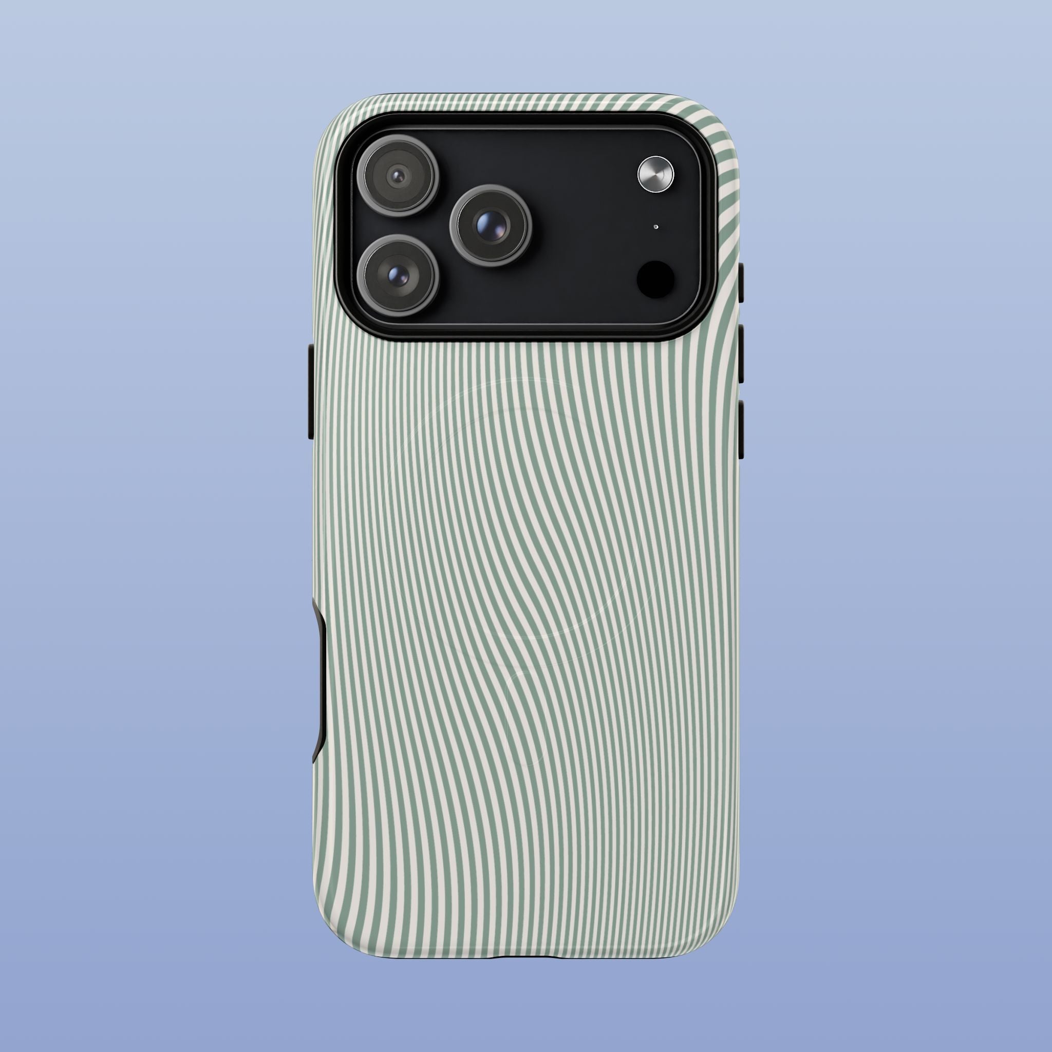 Sage Green Wavy Lines MagSafe tough iPhone case for iPhone 15 Pro Max - front view