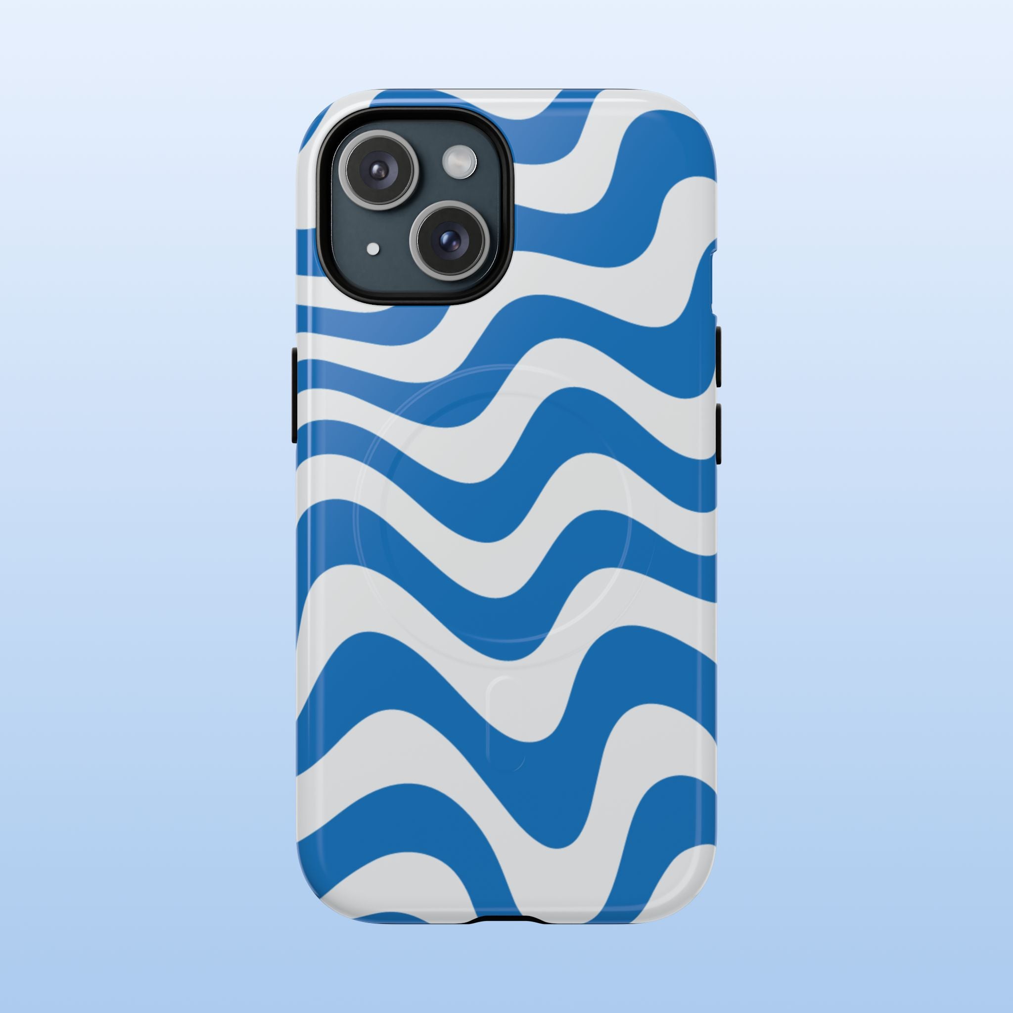Wavy Lines - MagSafe Tough iPhone Case - Royal Blue - Abstract Minimal