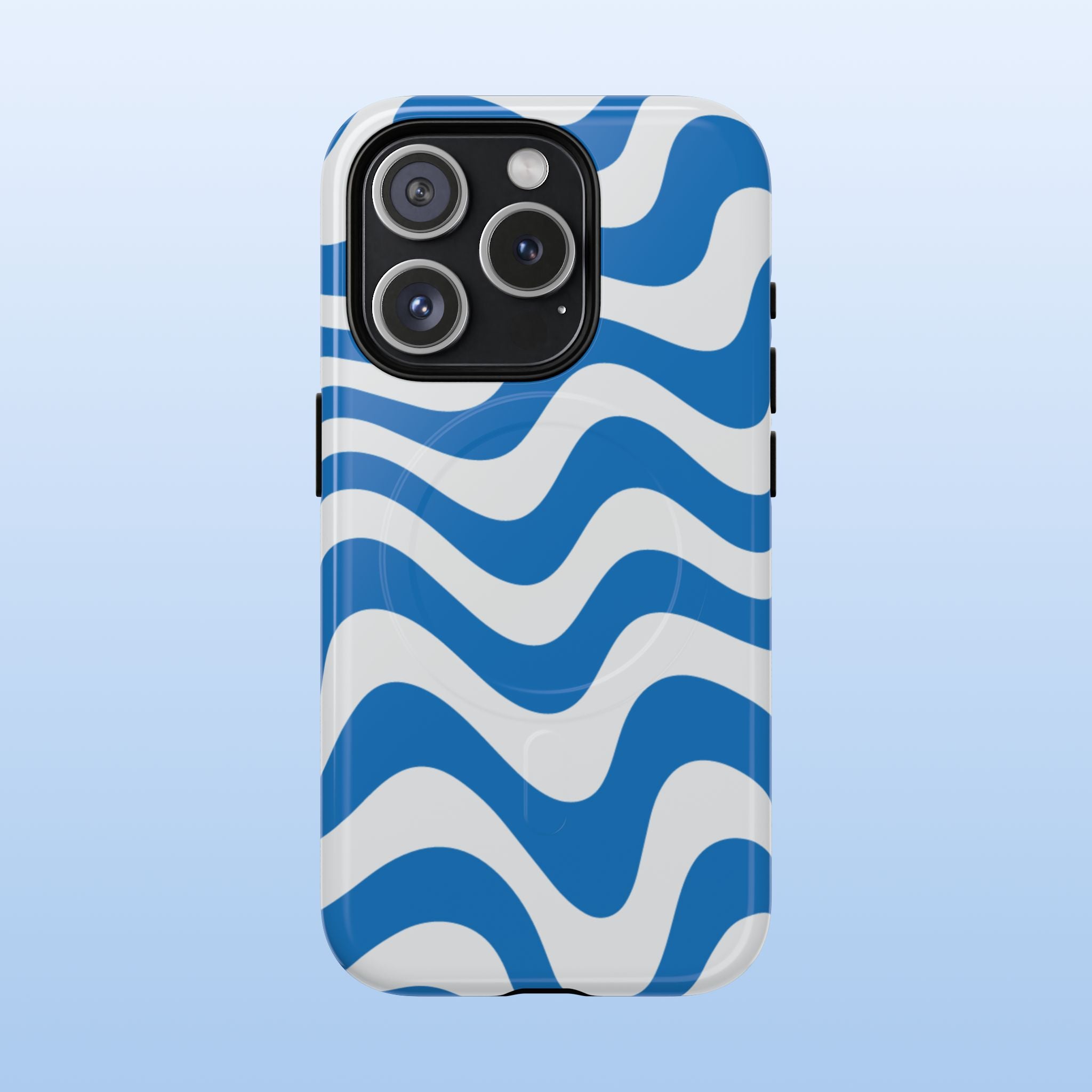 Wavy Lines - MagSafe Tough iPhone Case - Royal Blue - Abstract Minimal