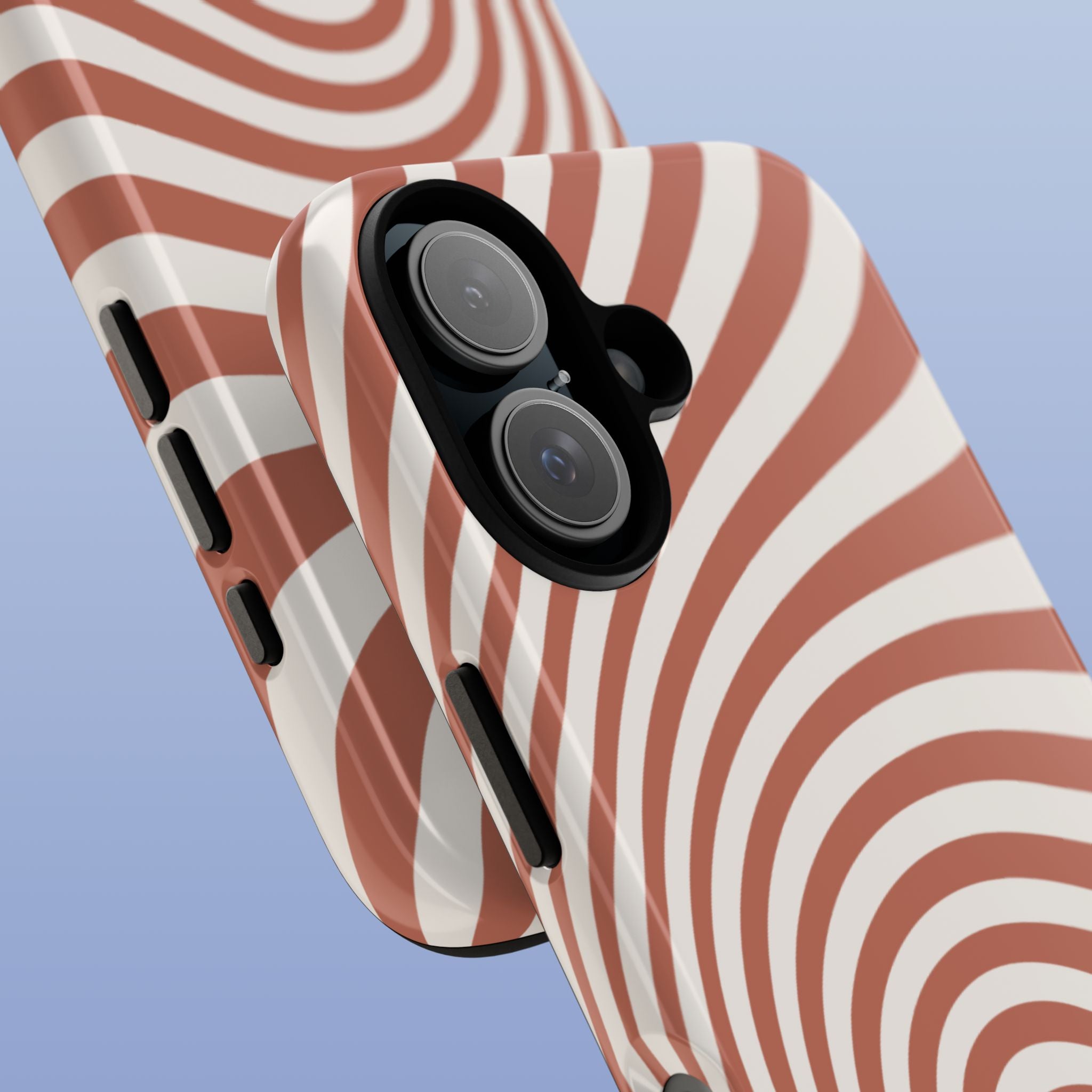 Wavy Lines - Glossy iPhone Case - Terracotta Brown - Minimal Abstract Pattern