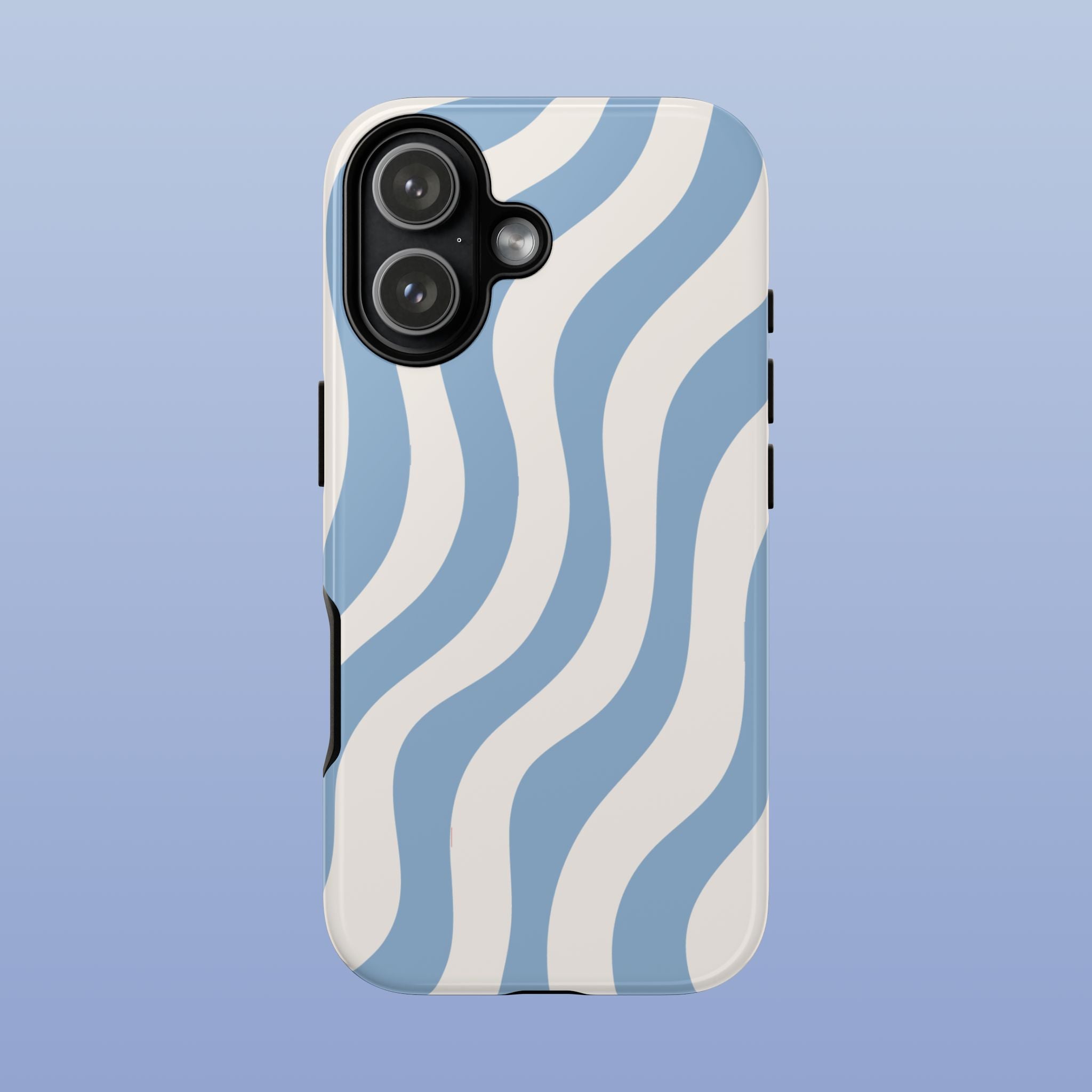 Wavy Lines - Glossy iPhone Case - Soft Blue Flow - Abstract Minimal