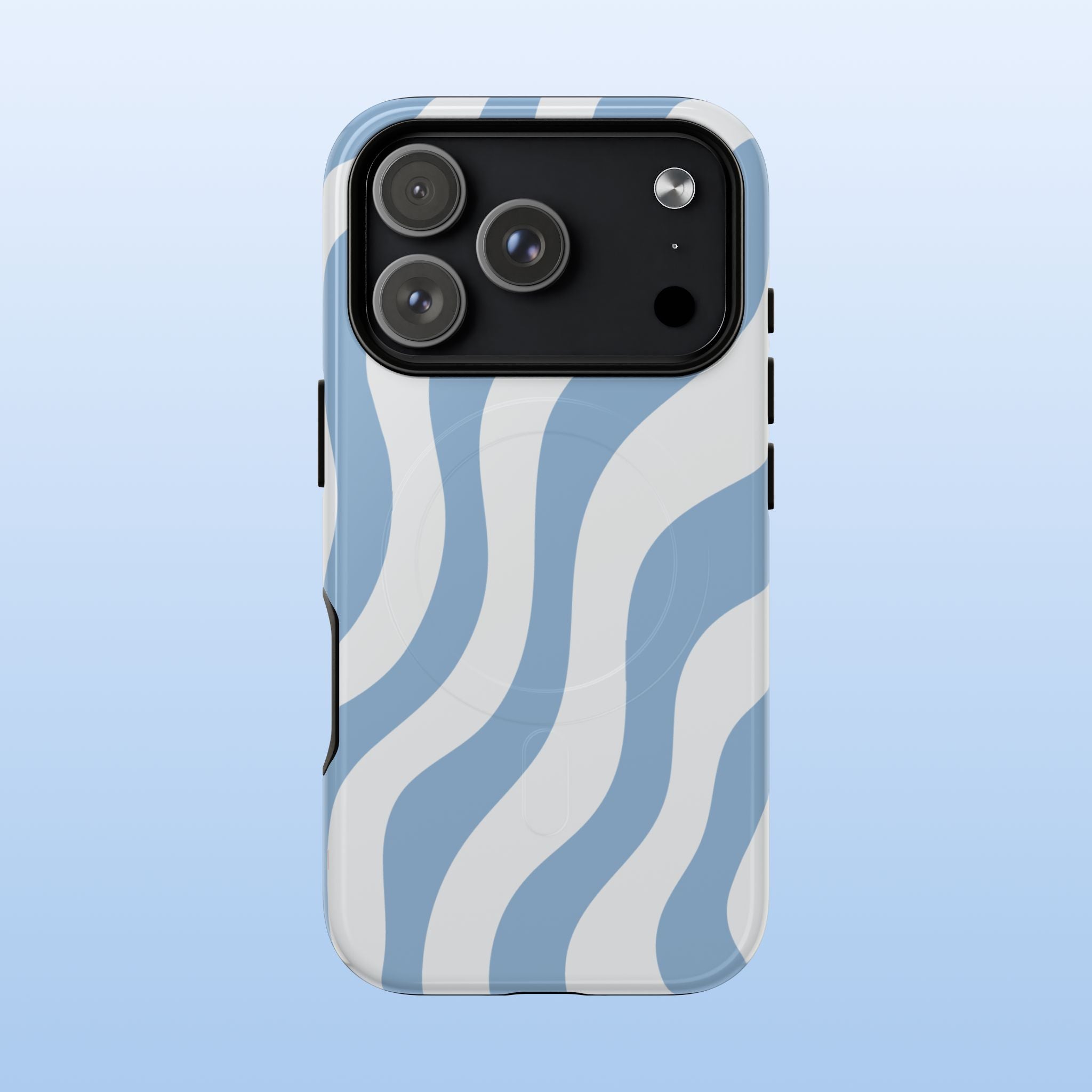 Wavy Lines - MagSafe Tough iPhone Case - Soft Blue - Abstract Minimal