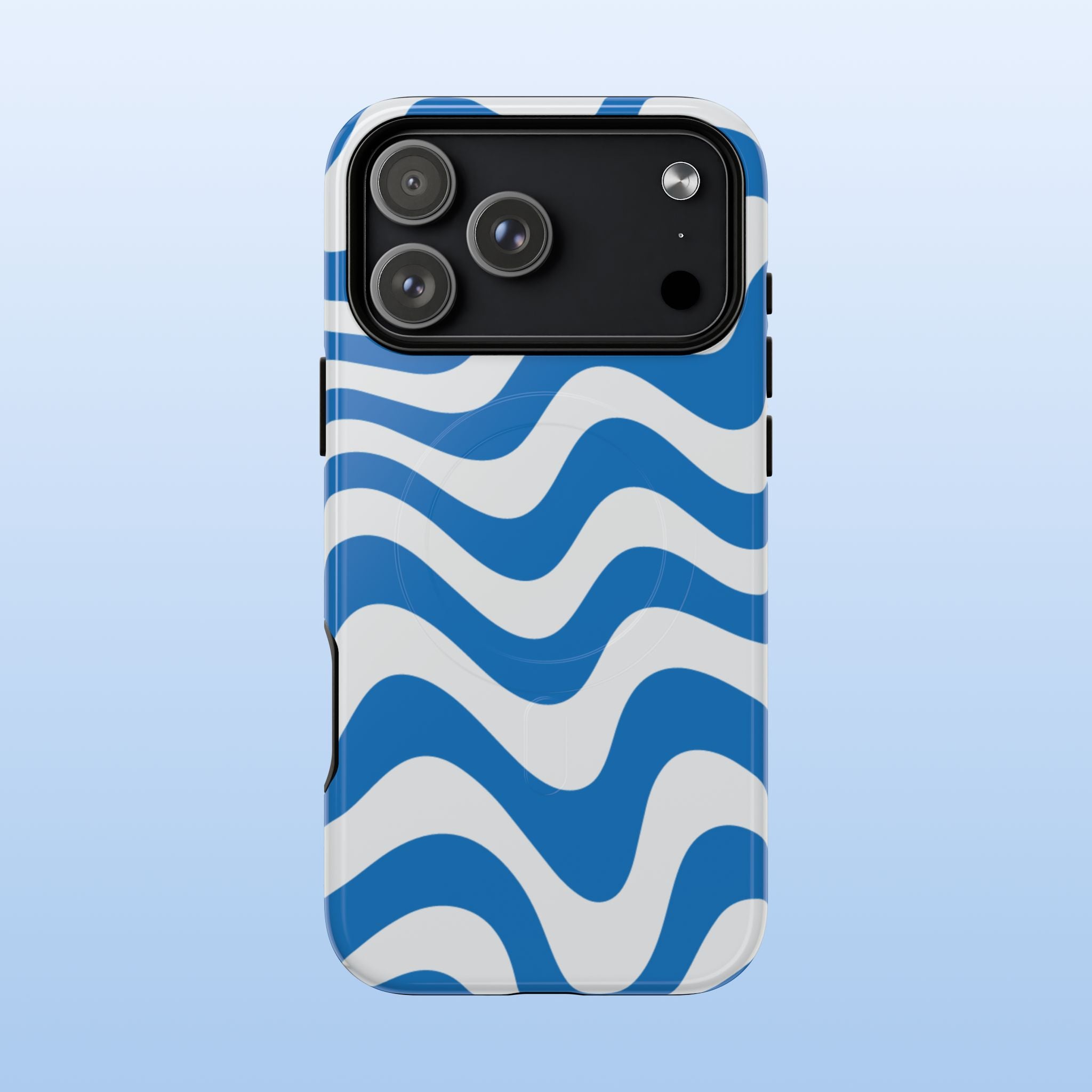 Wavy Lines - MagSafe Tough iPhone Case - Royal Blue - Abstract Minimal