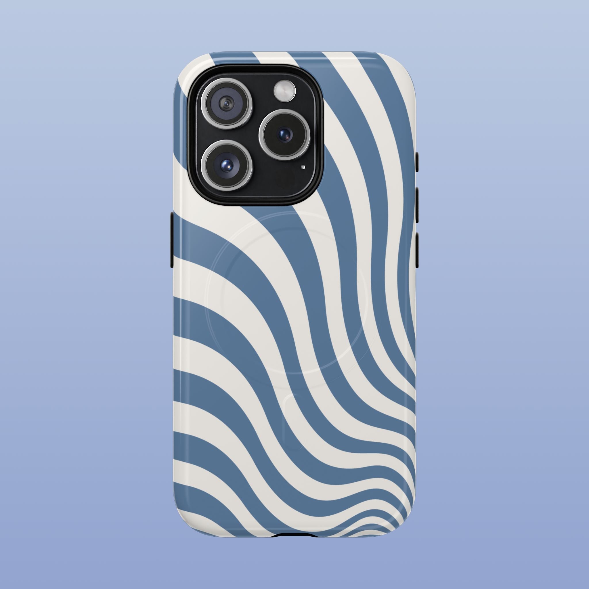 Ocean Blue Wavy Lines MagSafe tough iPhone case for iPhone 17 Pro - front view
