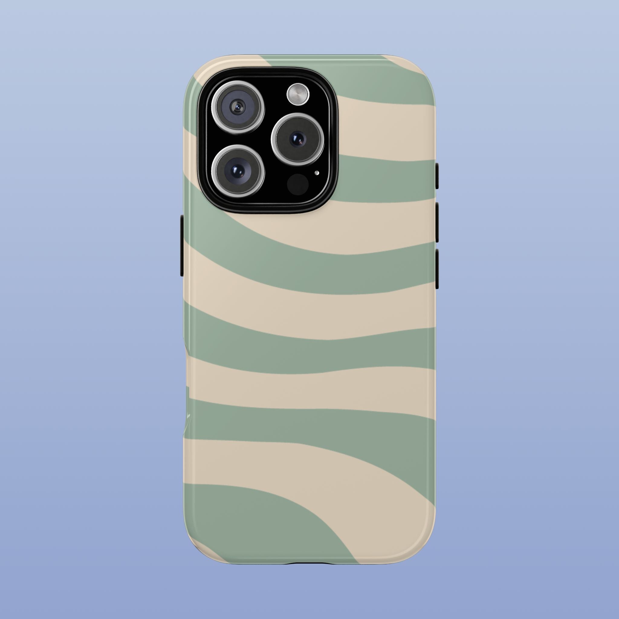 Wavy Lines - Glossy iPhone Case - Soft Sage - Abstract Minimal