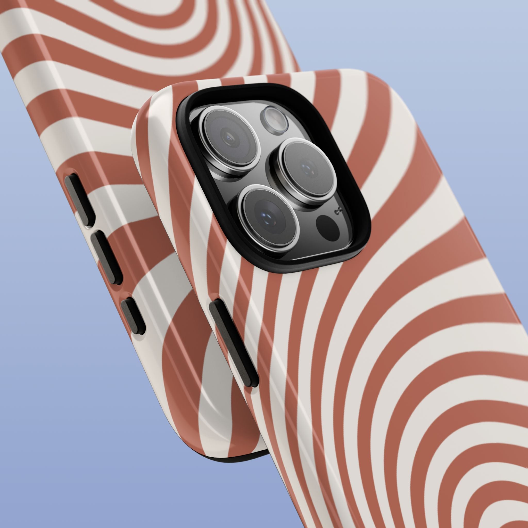 Wavy Lines - Glossy iPhone Case - Terracotta Brown - Minimal Abstract Pattern