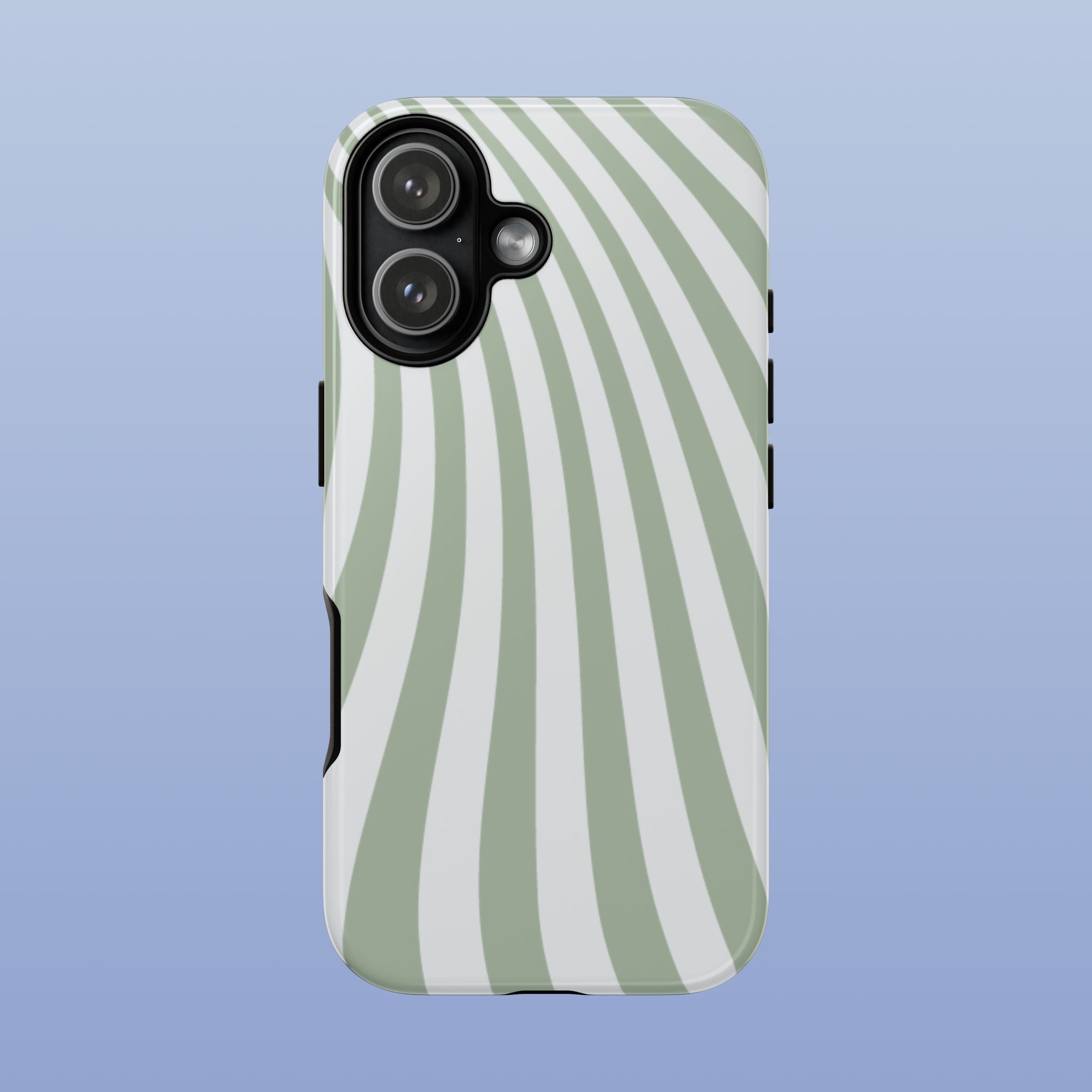 Wavy Lines - Glossy iPhone Case - Soft Green Flow - Abstract Minimal