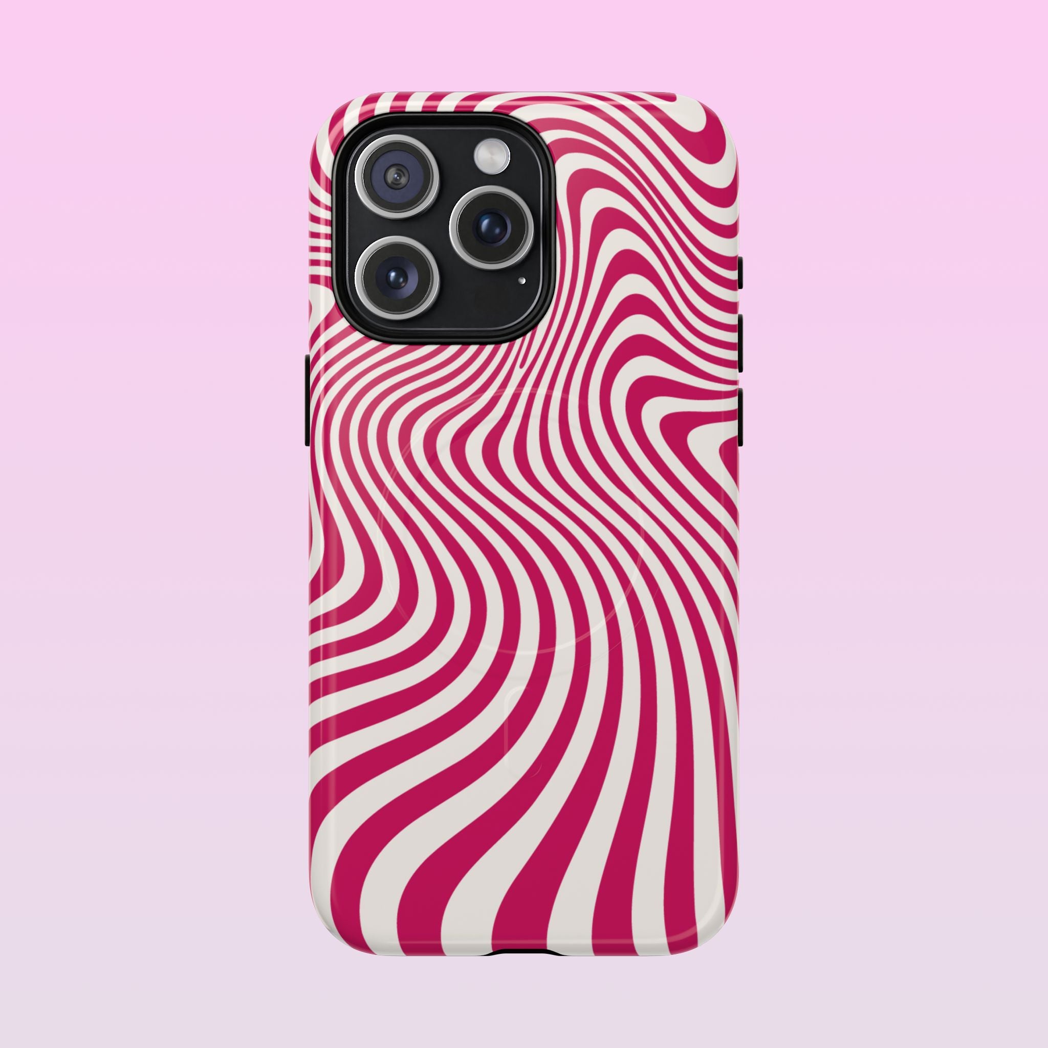 Wavy Lines - MagSafe Tough iPhone Case - Blush Pink - Abstract Minimal