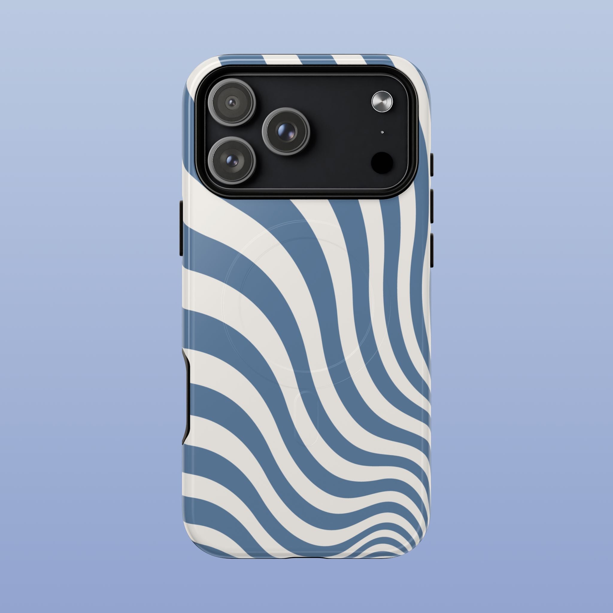 Ocean Blue Wavy Lines MagSafe tough iPhone case for iPhone 15 Pro Max - front view