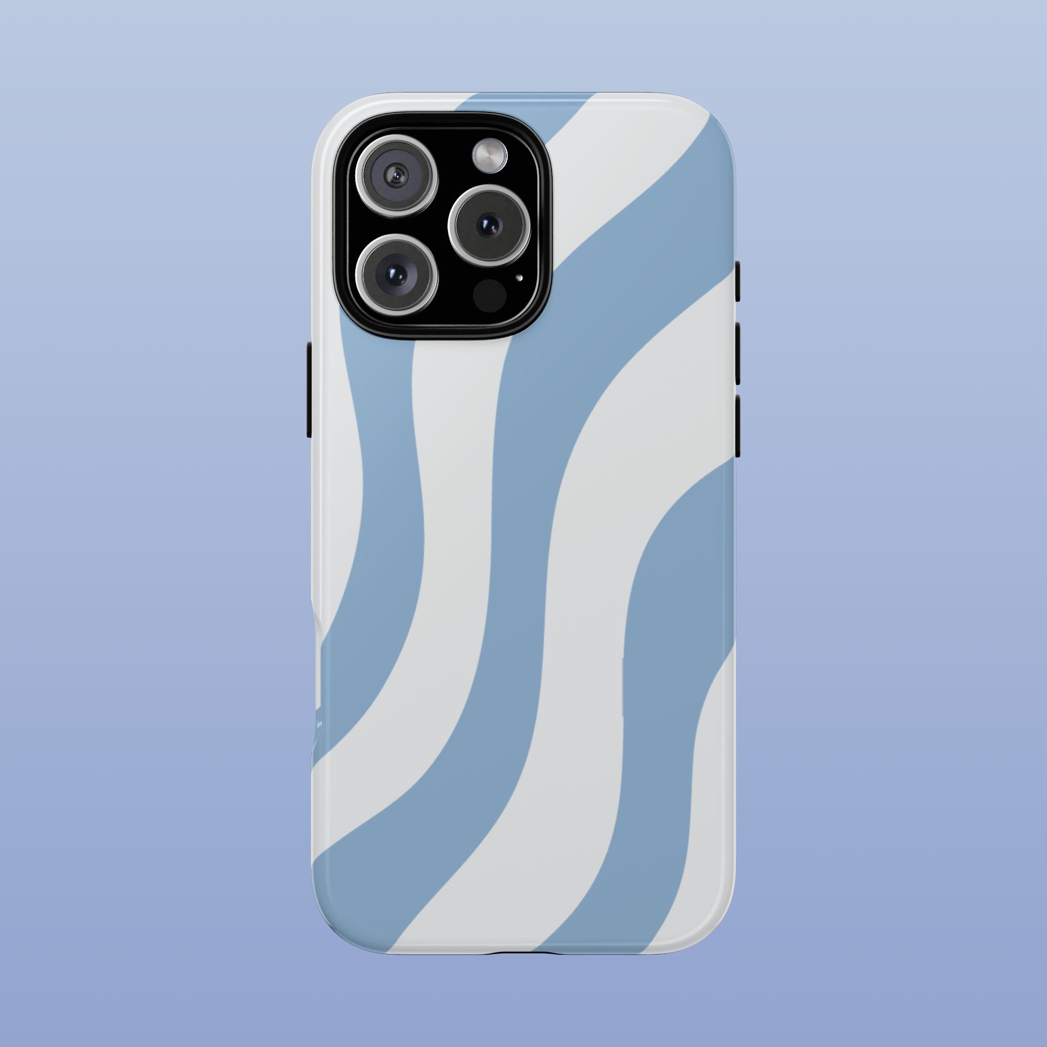 Wavy Lines - Glossy iPhone Case - Soft Blue Flow - Abstract Minimal