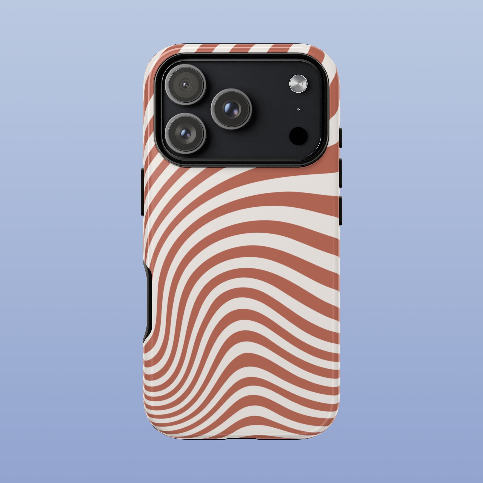 Wavy Lines - Glossy iPhone Case - Terracotta Brown - Minimal Abstract Pattern