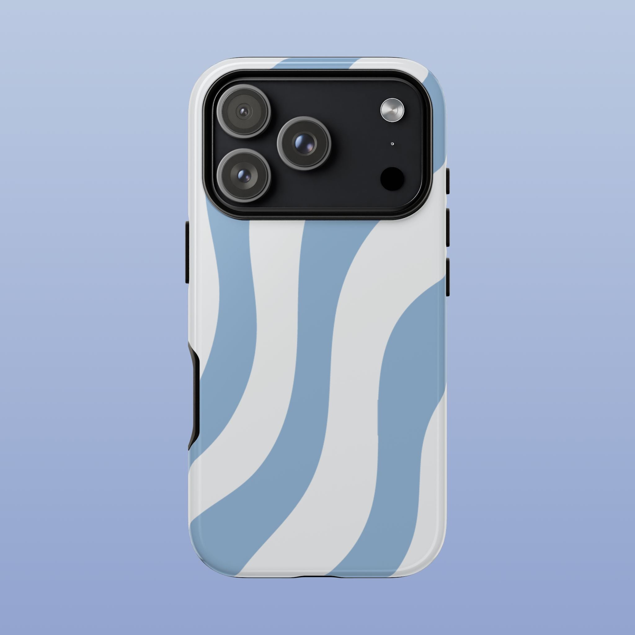 Wavy Lines - Glossy iPhone Case - Soft Blue Flow - Abstract Minimal