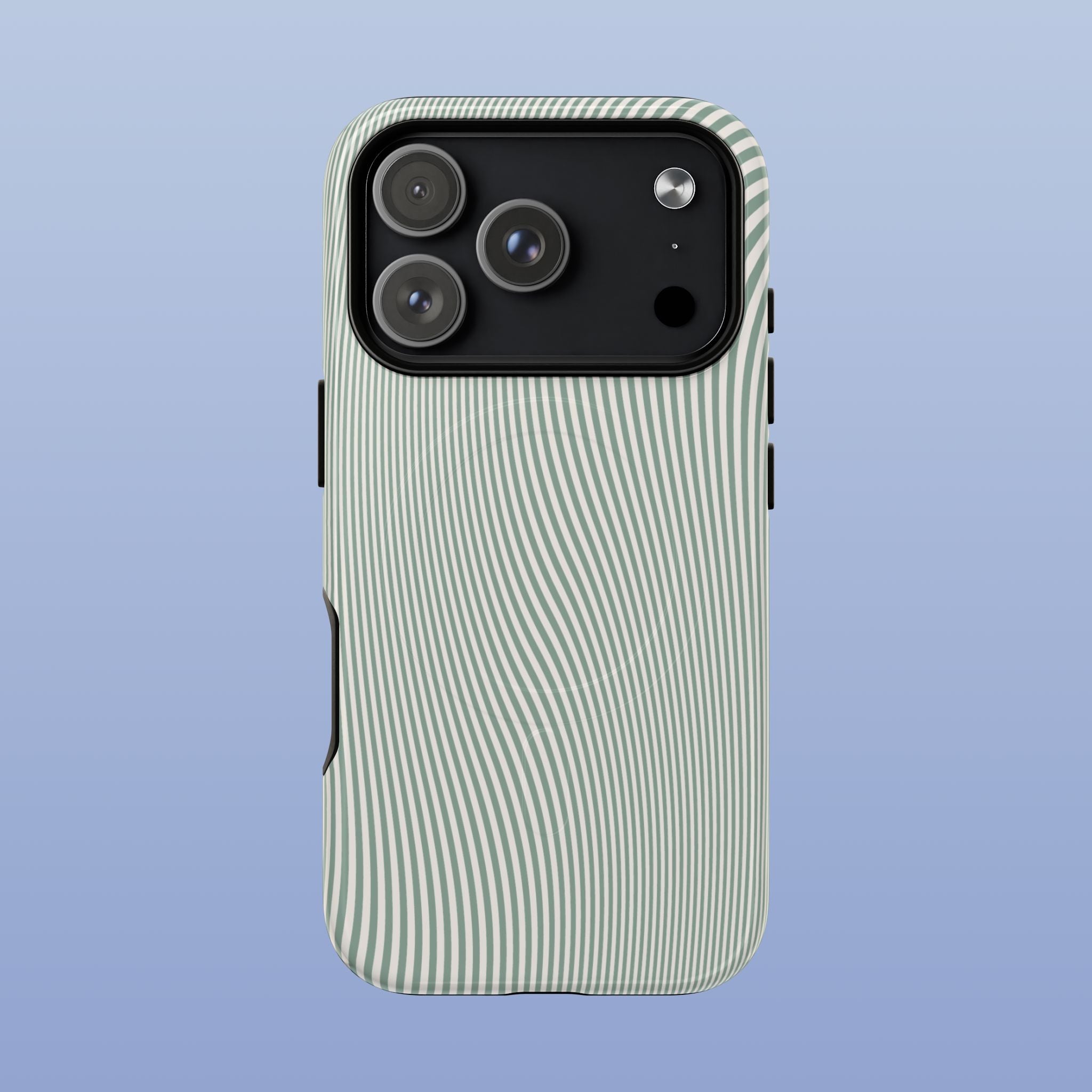 Sage Green Wavy Lines MagSafe tough iPhone case for iPhone 15 Pro - front view