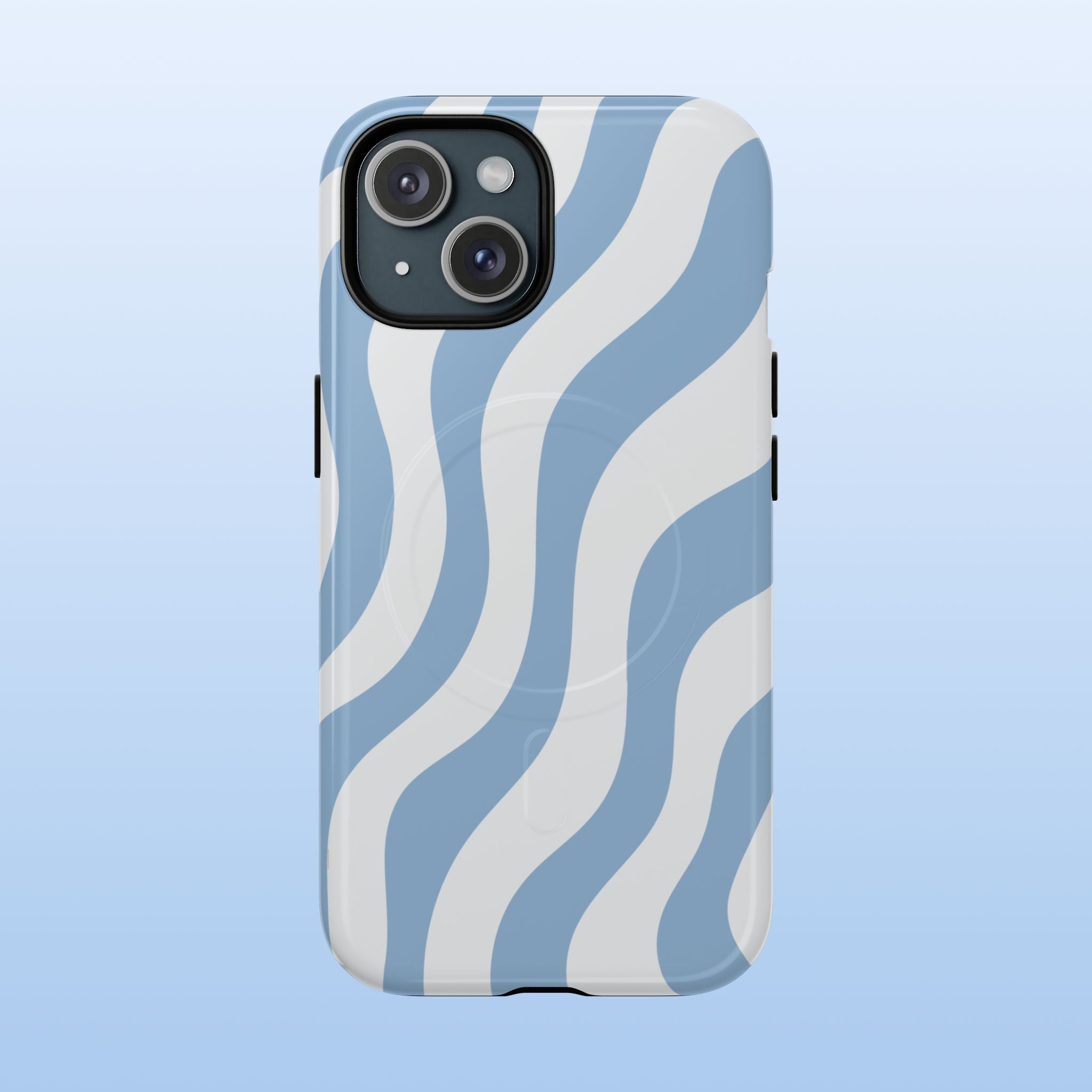 Wavy Lines - MagSafe Tough iPhone Case - Soft Blue - Abstract Minimal