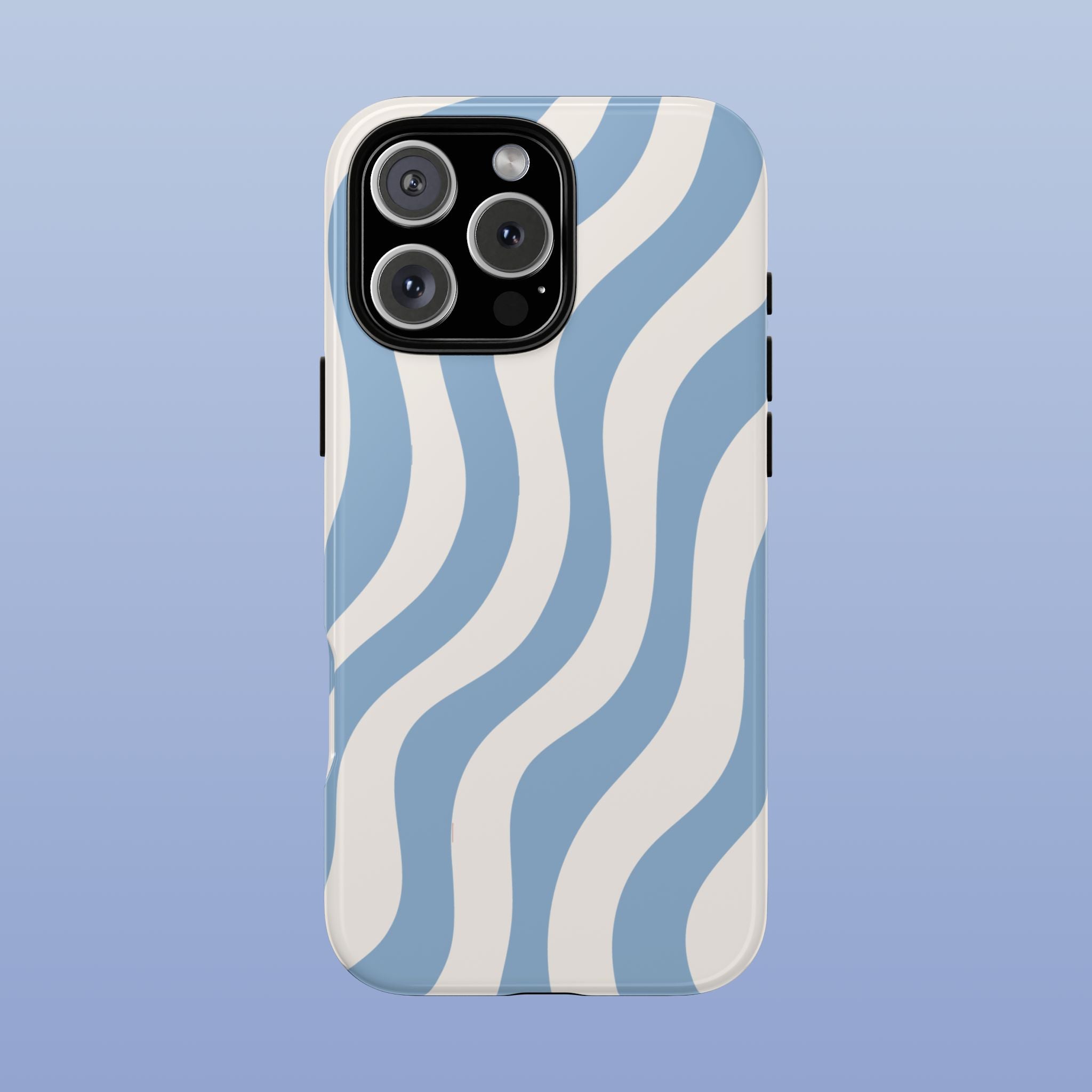 Wavy Lines - Glossy iPhone Case - Soft Blue Flow - Abstract Minimal