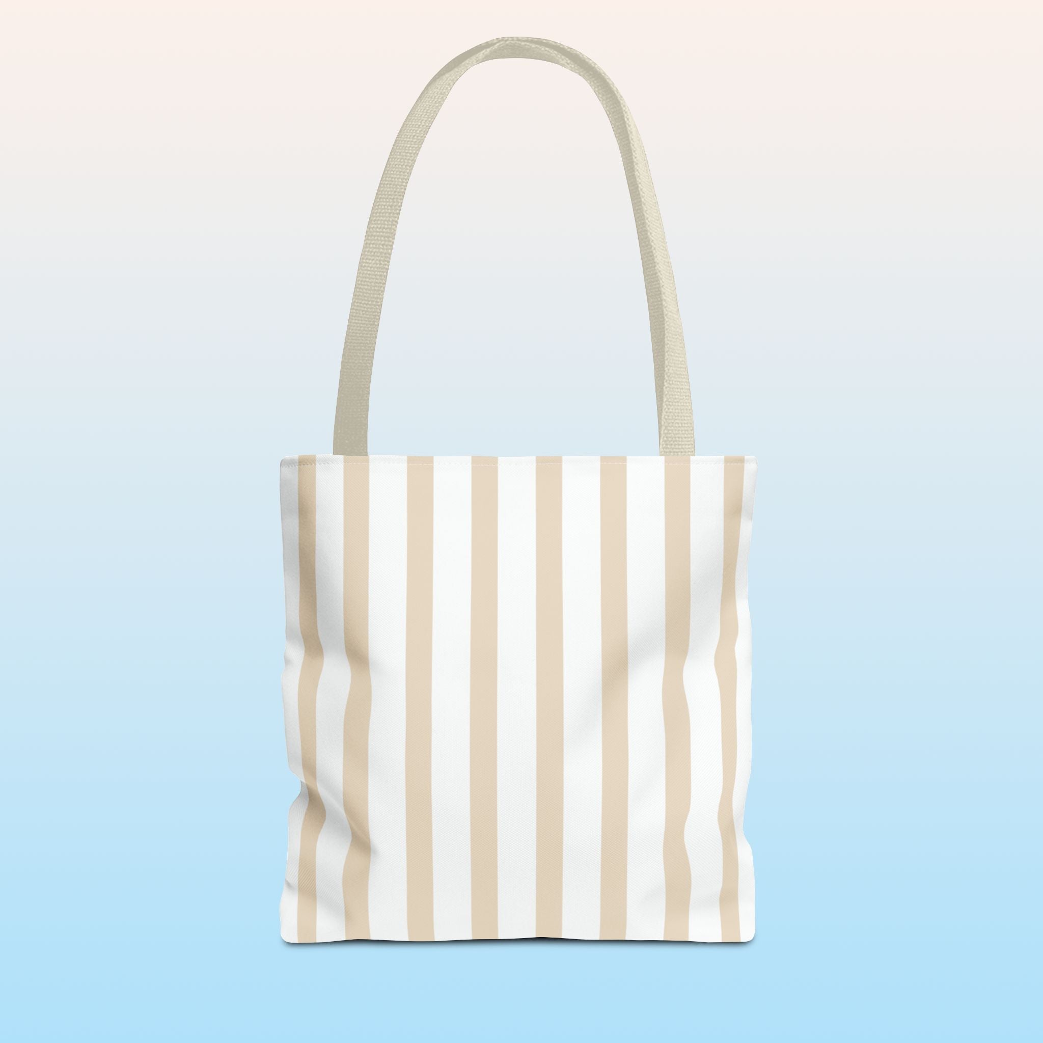 Tote bag mockup - Striped Soft Beige - 13" x 13" - beige handles