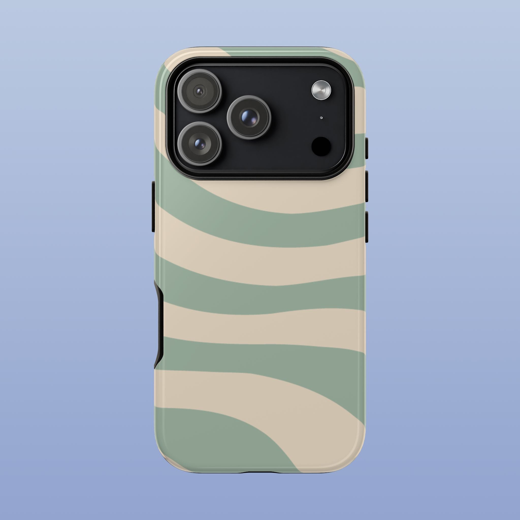 Wavy Lines - Glossy iPhone Case - Soft Sage - Abstract Minimal