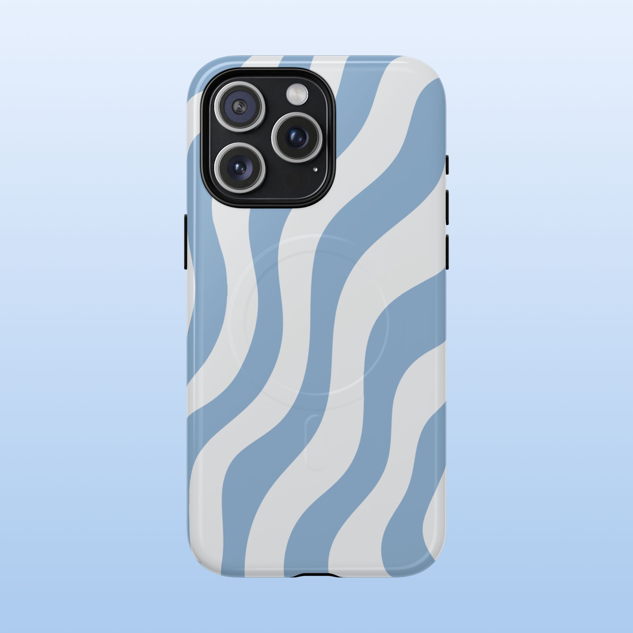 Wavy Lines - MagSafe Tough iPhone Case - Soft Blue - Abstract Minimal