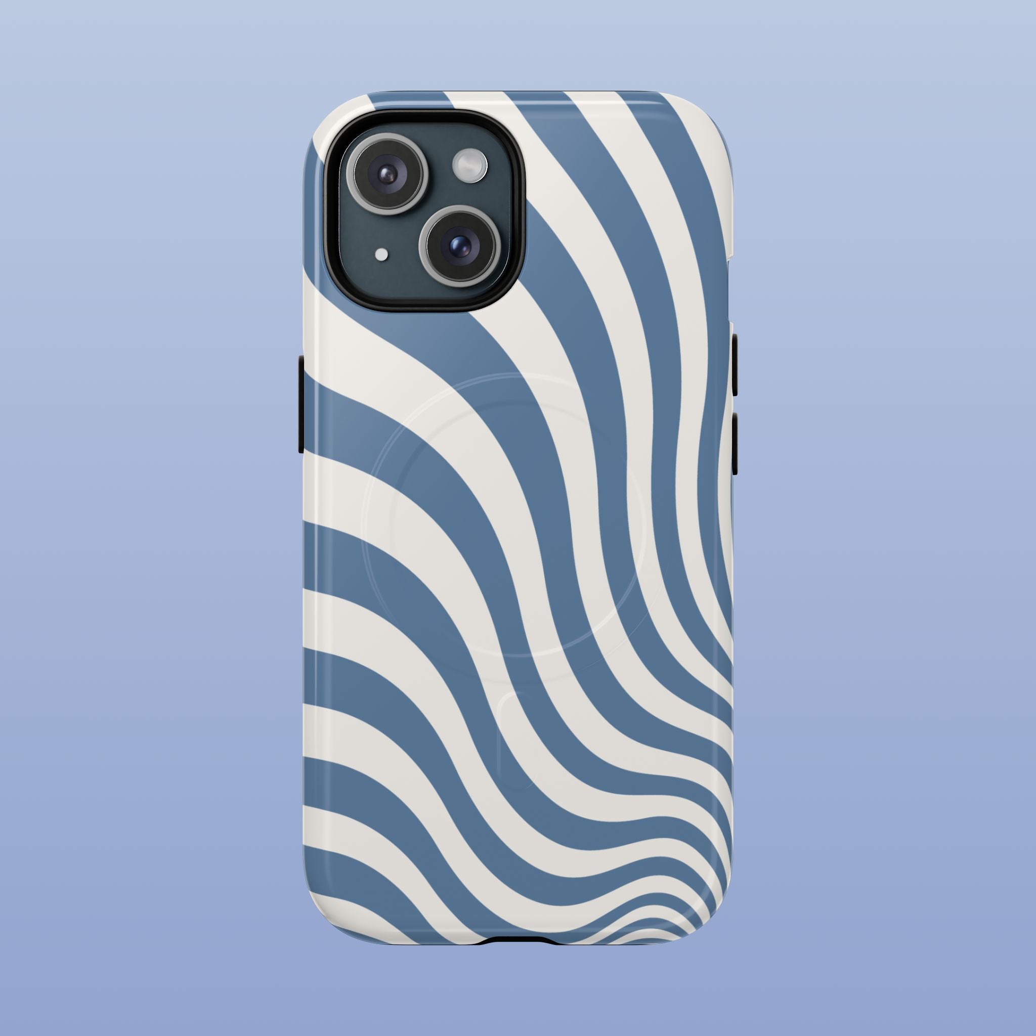 Ocean Blue Wavy Lines MagSafe tough iPhone case for iPhone 17 - front view