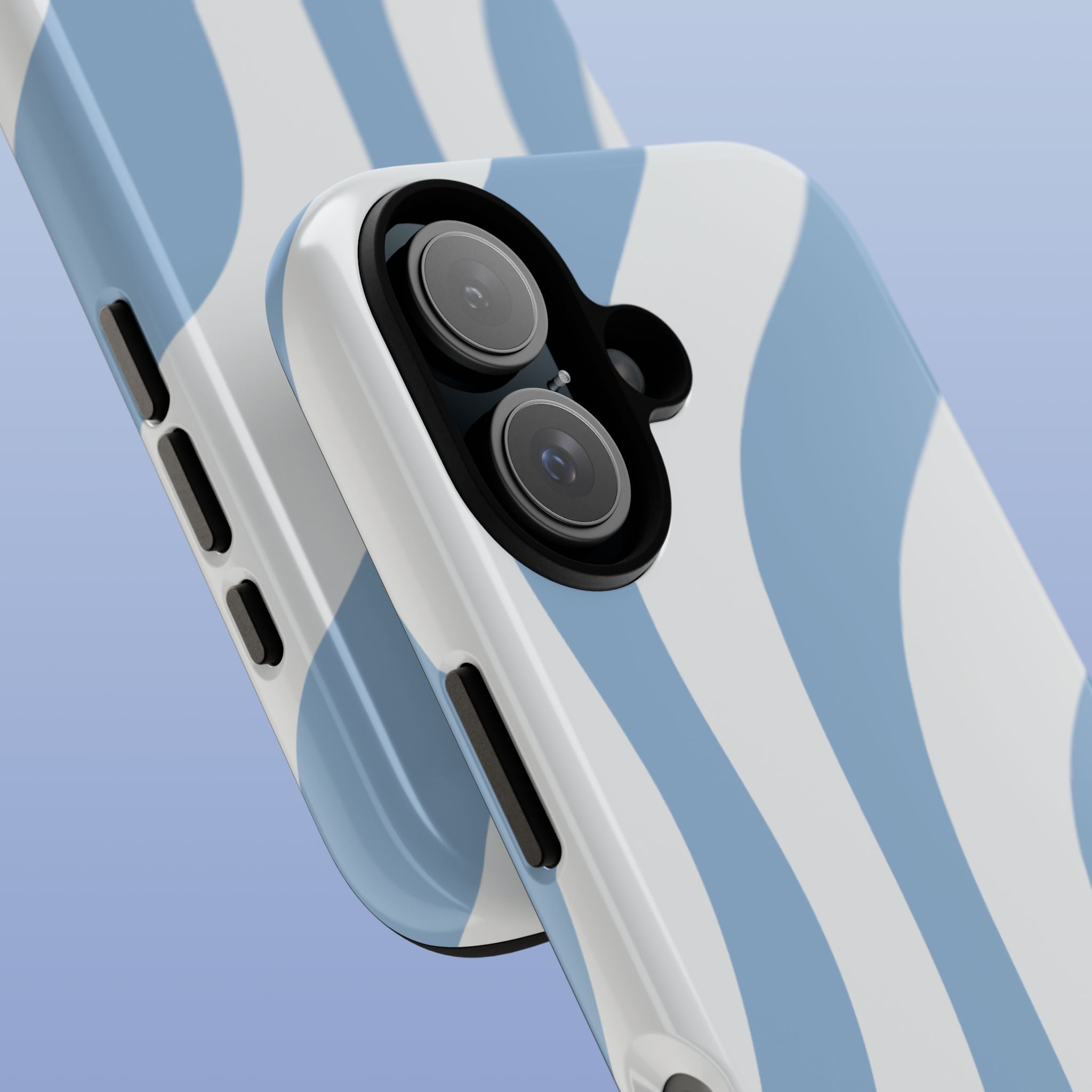 Wavy Lines - Glossy iPhone Case - Soft Blue Flow - Abstract Minimal