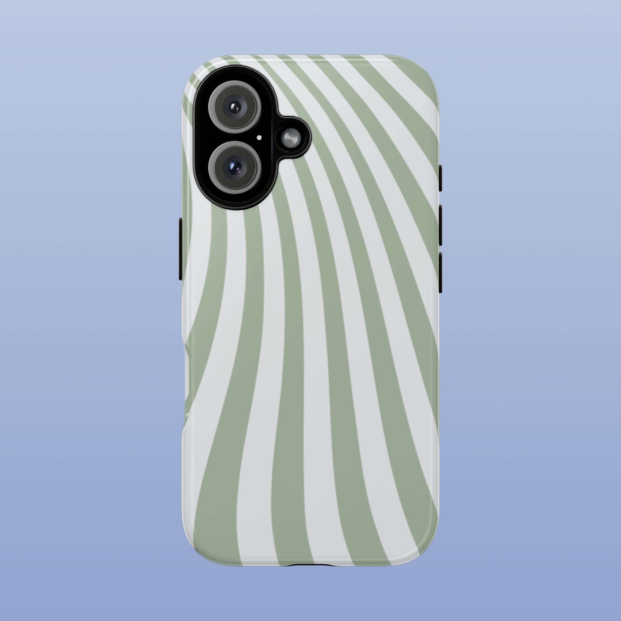 Wavy Lines - Glossy iPhone Case - Soft Green Flow - Abstract Minimal