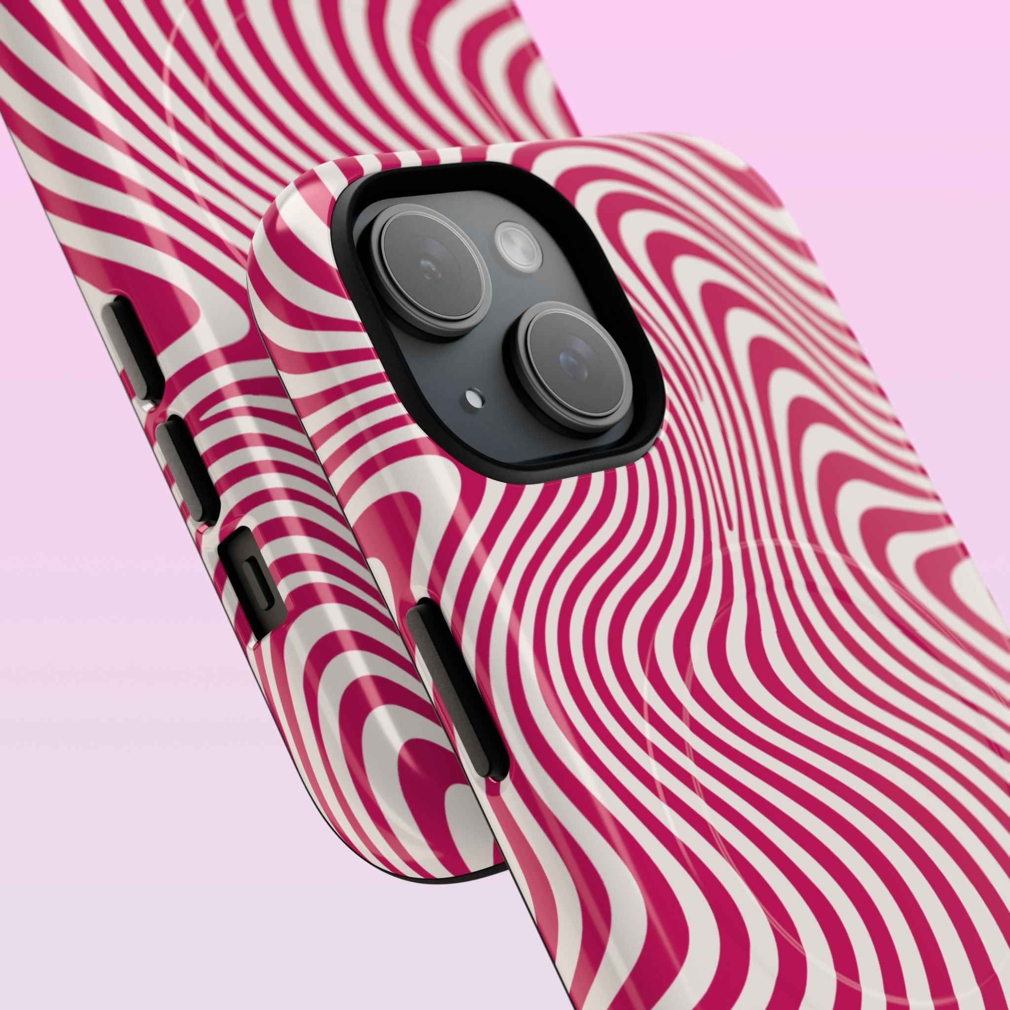 Wavy Lines - MagSafe Tough iPhone Case - Blush Pink - Abstract Minimal