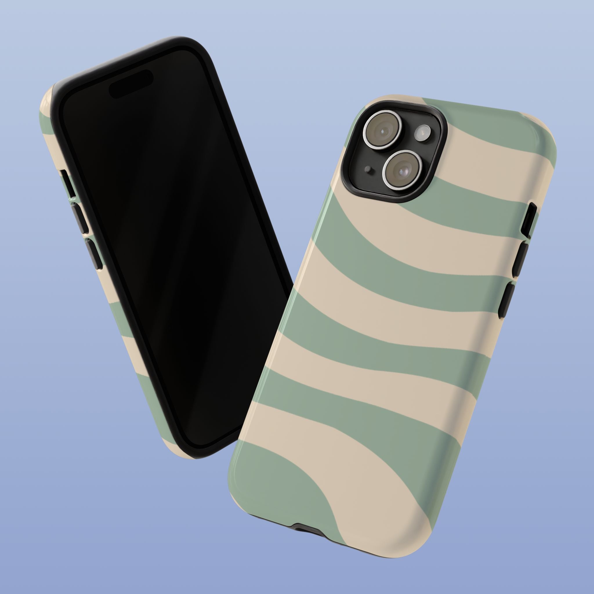 Wavy Lines - Glossy iPhone Case - Soft Sage - Abstract Minimal