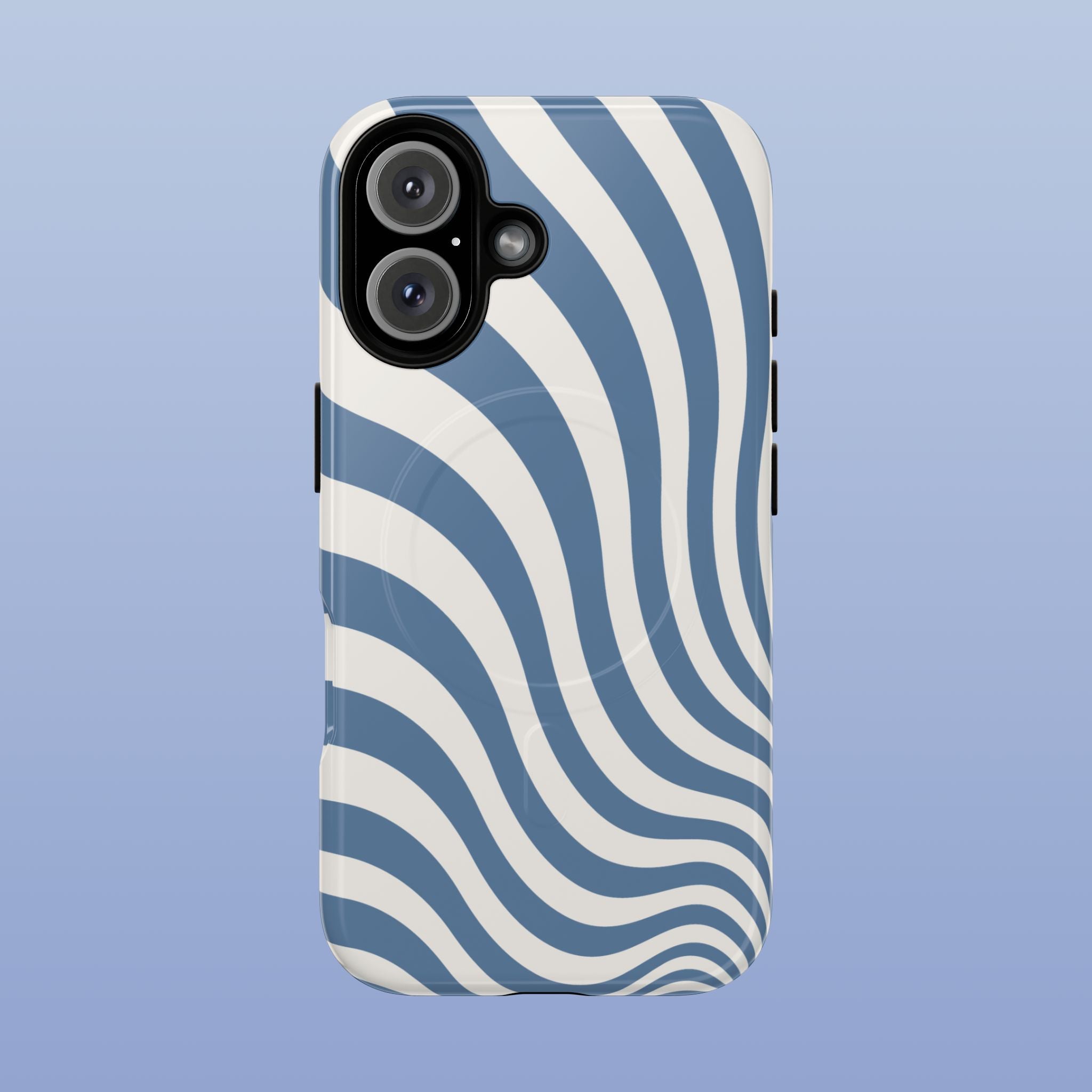 Ocean Blue Wavy Lines MagSafe tough iPhone case for iPhone 16 Pro Max - front view