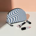 Minimalist Soft Blue Wave Makeup Bag Cosmetic Pouch Travel Organizer