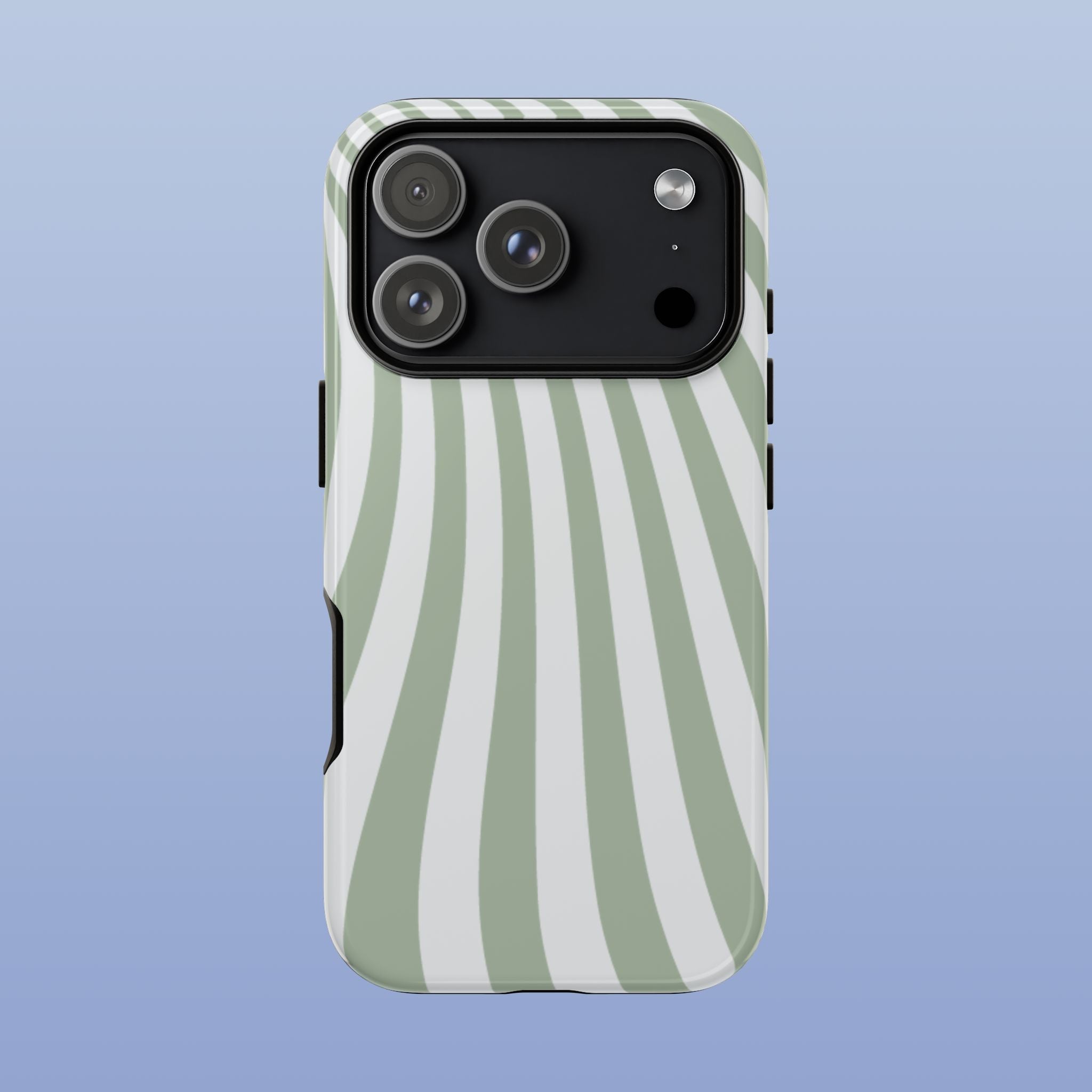 Wavy Lines - Glossy iPhone Case - Soft Green Flow - Abstract Minimal