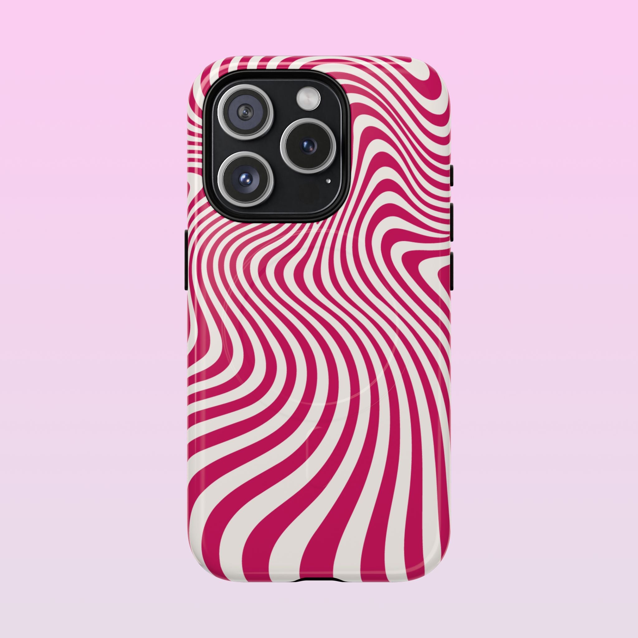 Wavy Lines - MagSafe Tough iPhone Case - Blush Pink - Abstract Minimal