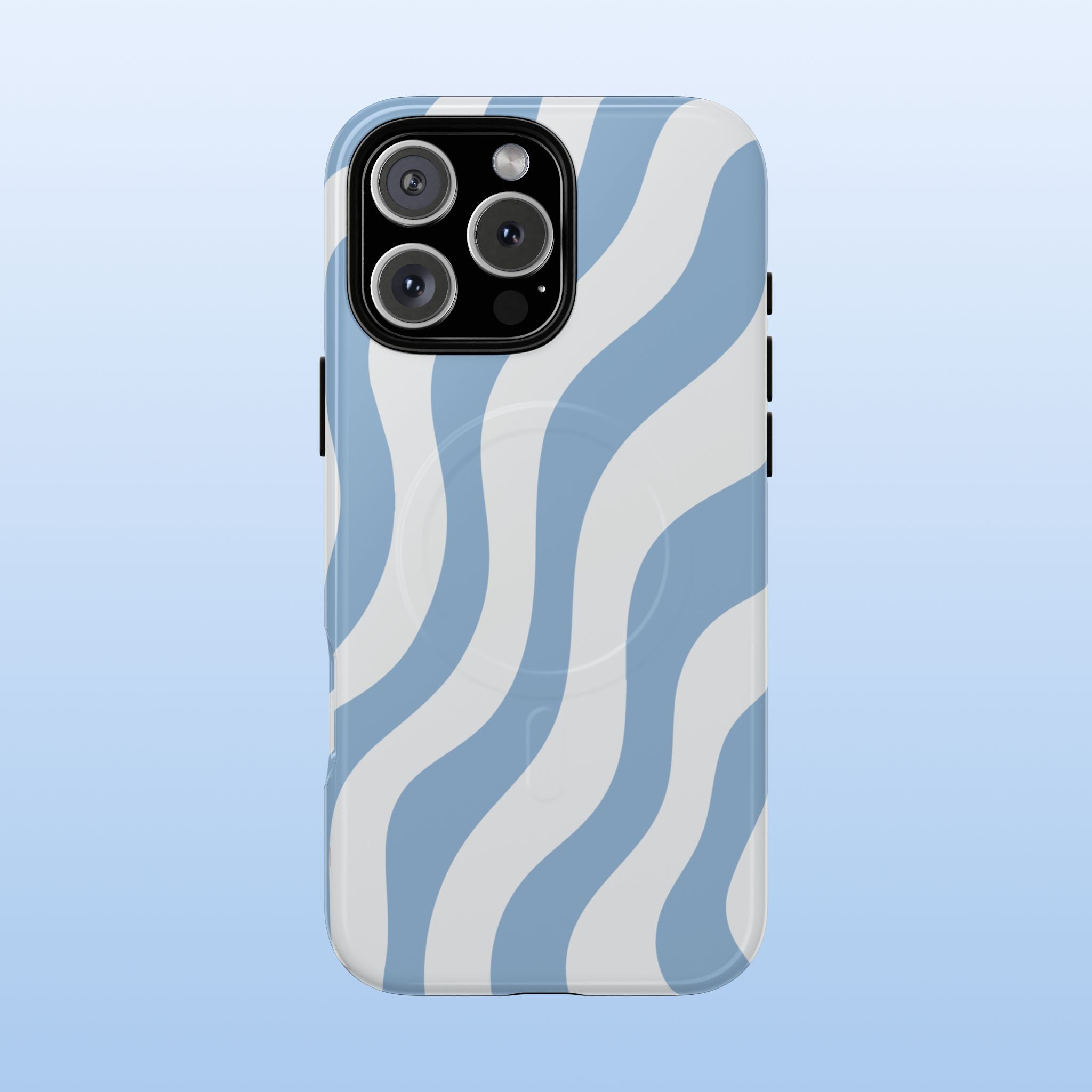 Wavy Lines - MagSafe Tough iPhone Case - Soft Blue - Abstract Minimal