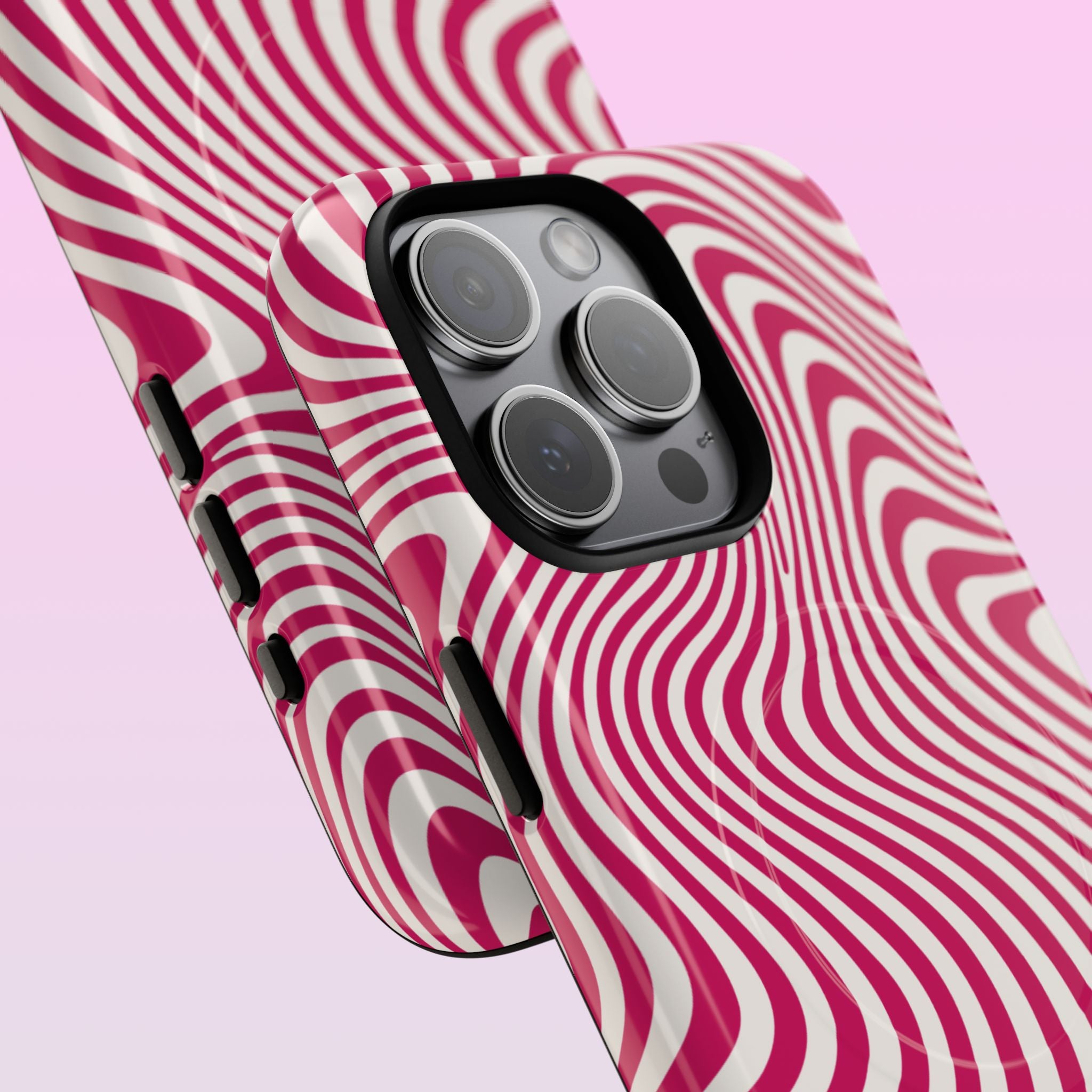 Wavy Lines - MagSafe Tough iPhone Case - Blush Pink - Abstract Minimal