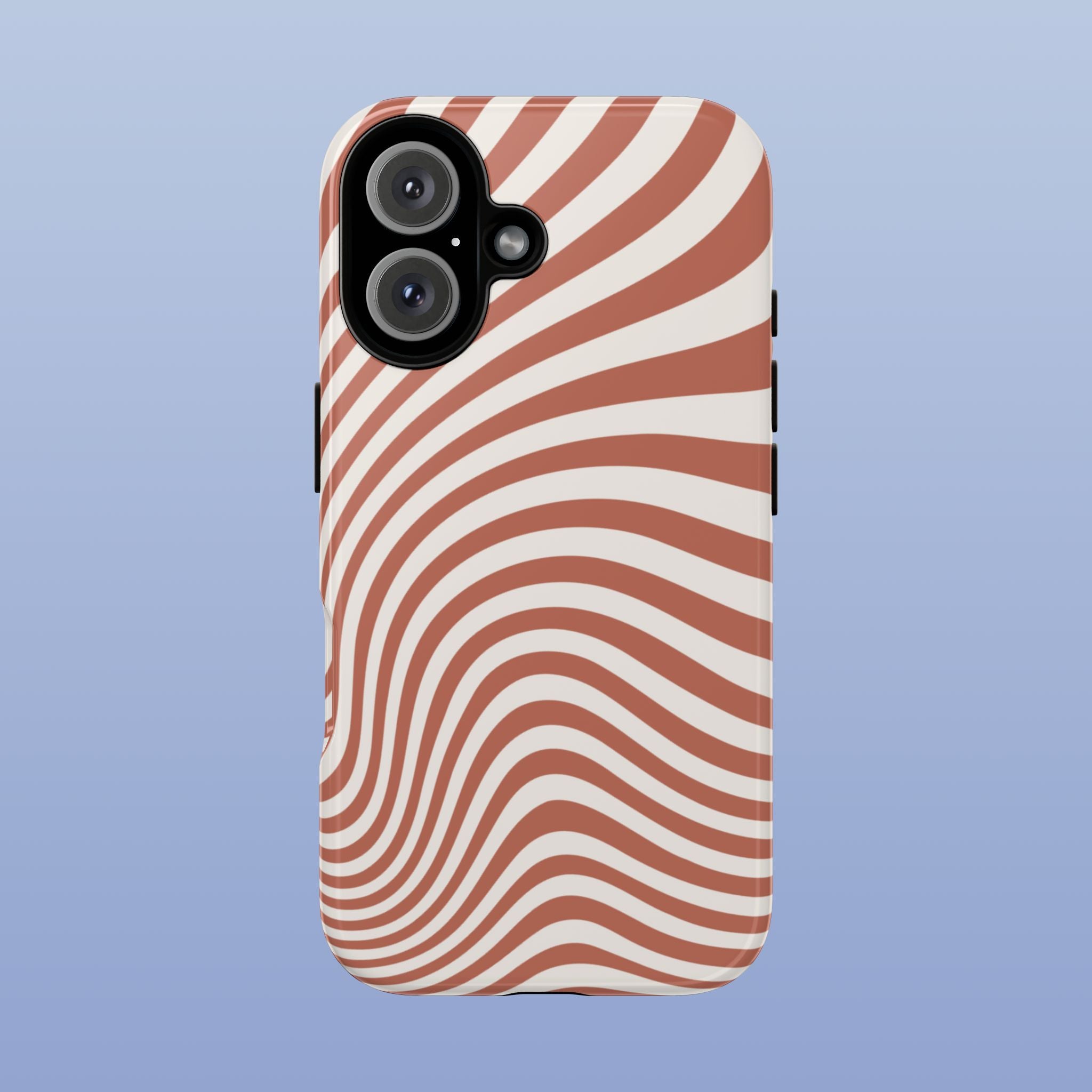 Wavy Lines - Glossy iPhone Case - Terracotta Brown - Minimal Abstract Pattern