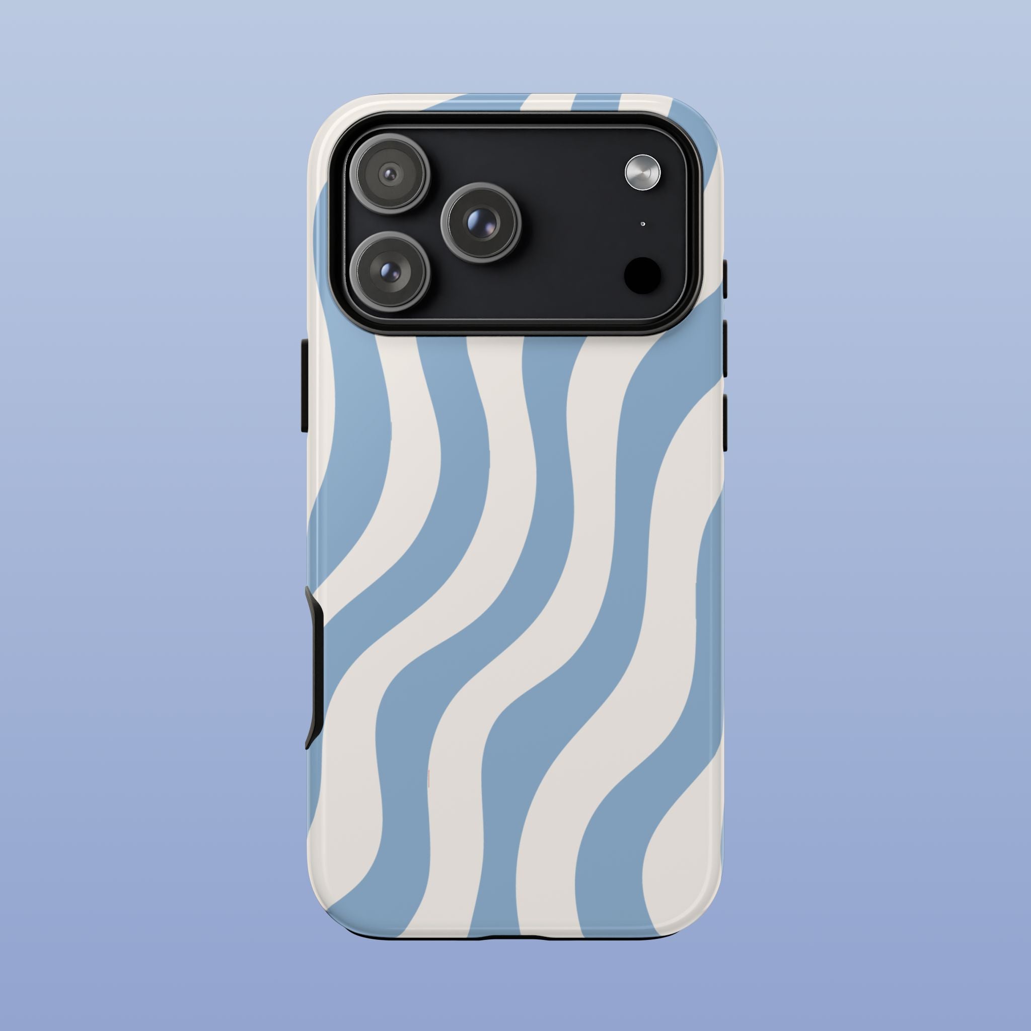 Wavy Lines - Glossy iPhone Case - Soft Blue Flow - Abstract Minimal
