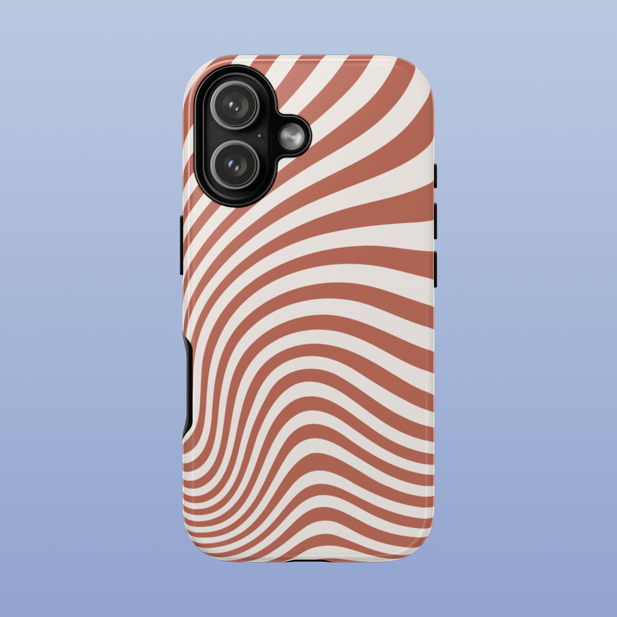 Wavy Lines - Glossy iPhone Case - Terracotta Brown - Minimal Abstract Pattern
