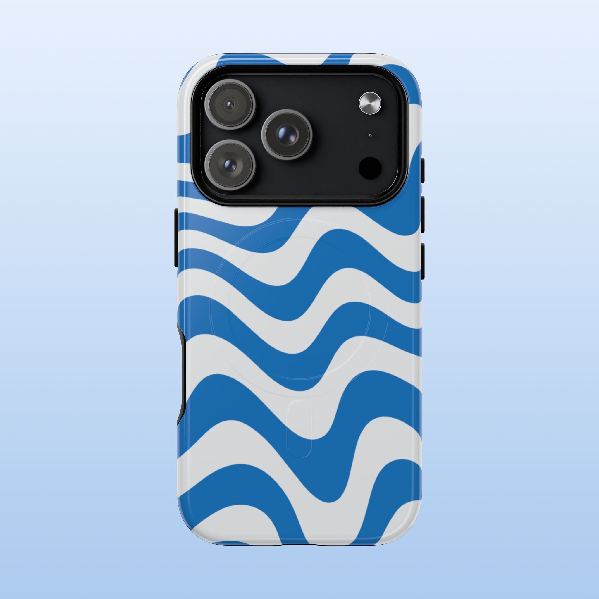 Wavy Lines - MagSafe Tough iPhone Case - Royal Blue - Abstract Minimal