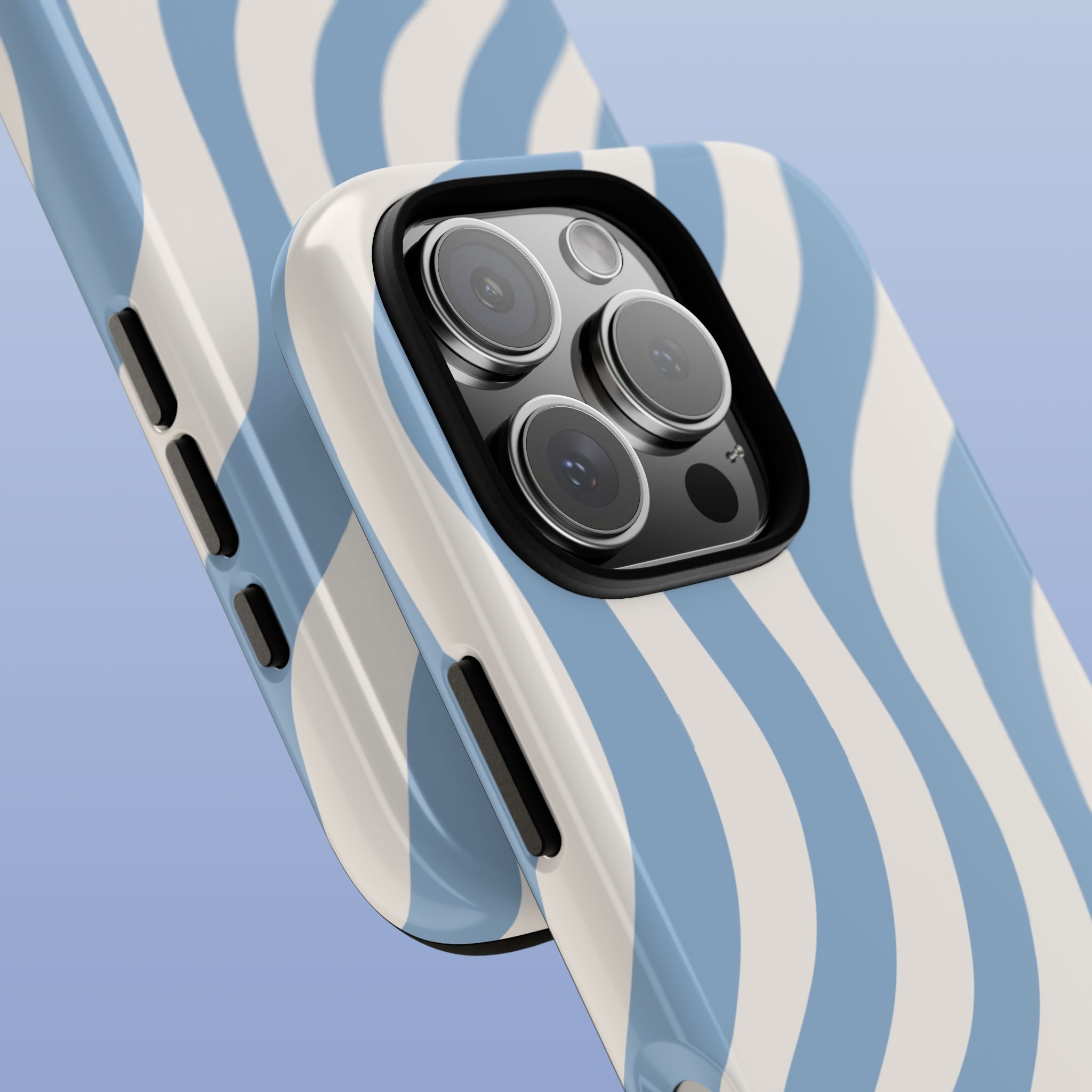 Wavy Lines - Glossy iPhone Case - Soft Blue Flow - Abstract Minimal