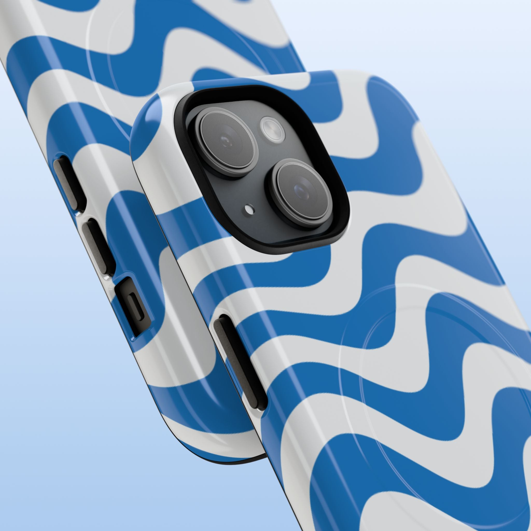 Wavy Lines - MagSafe Tough iPhone Case - Royal Blue - Abstract Minimal
