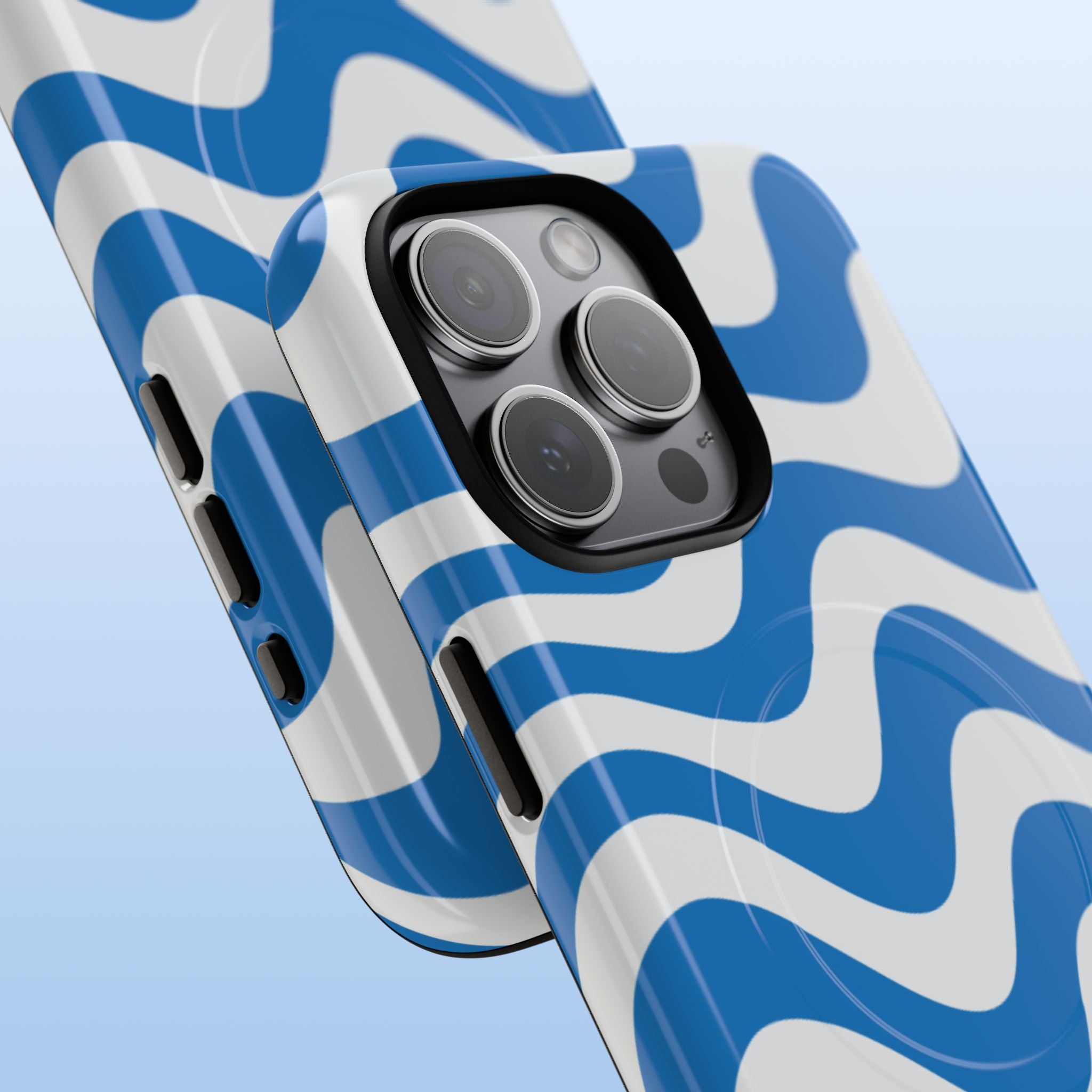 Wavy Lines - MagSafe Tough iPhone Case - Royal Blue - Abstract Minimal