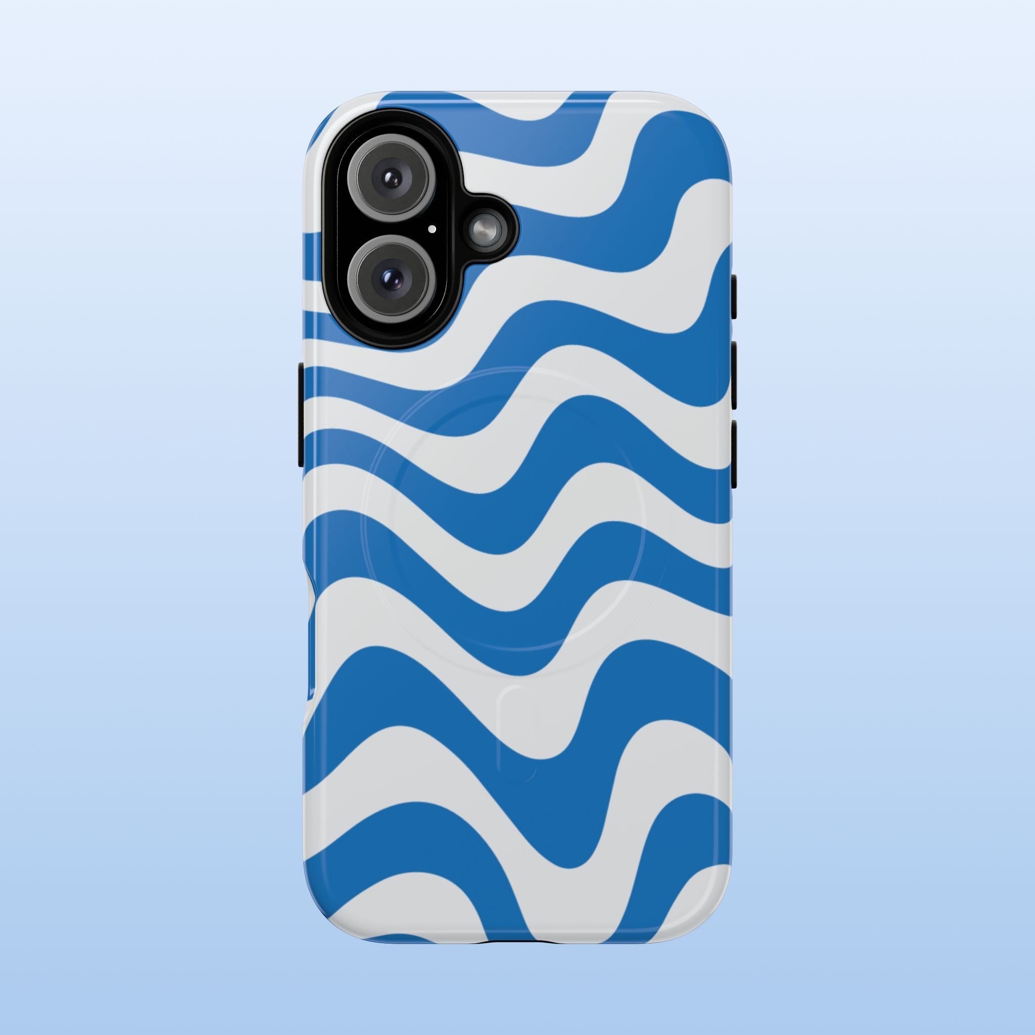 Wavy Lines - MagSafe Tough iPhone Case - Royal Blue - Abstract Minimal