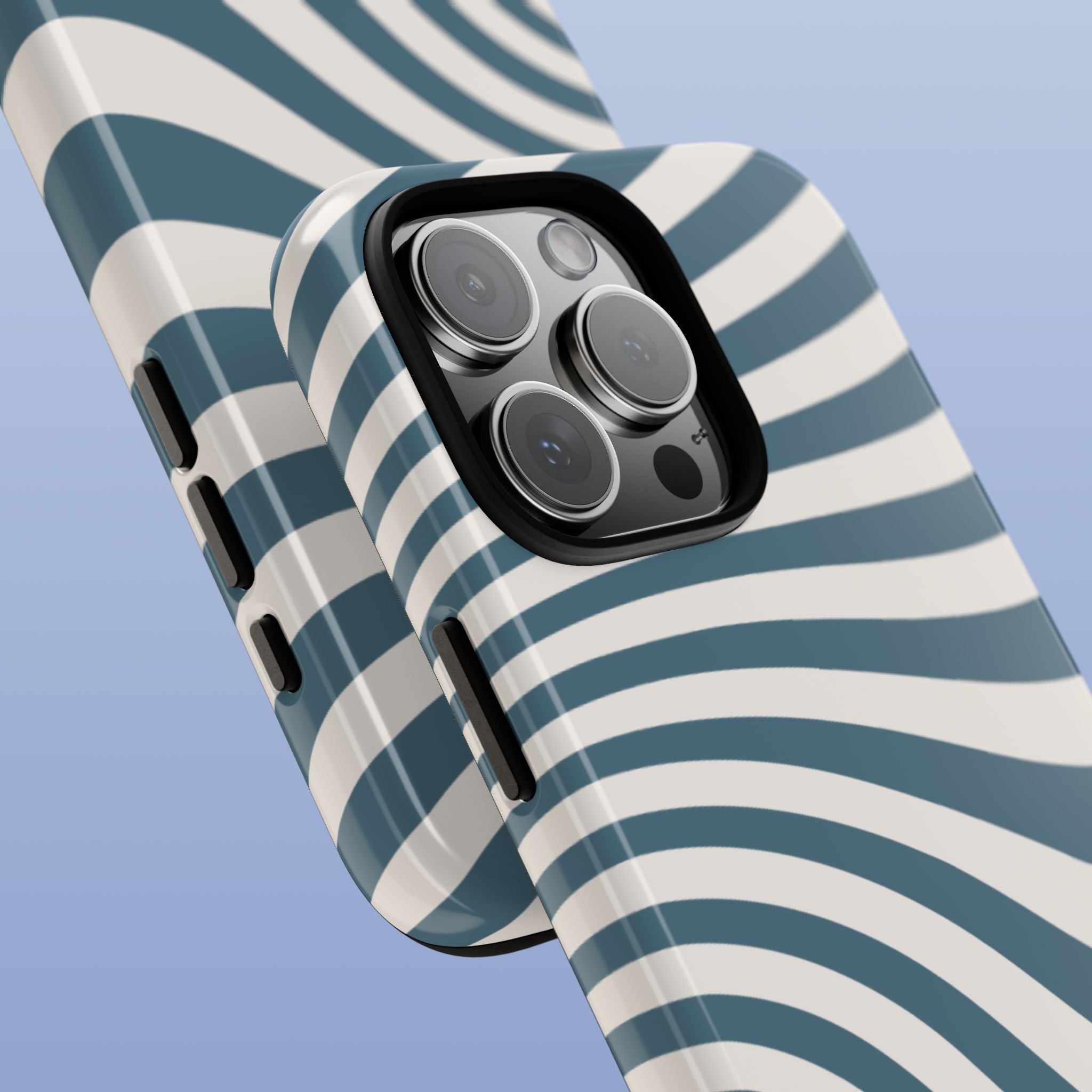 Wavy Lines - Glossy iPhone Case - Soft Blue - Organic Flow - Abstract Minimal