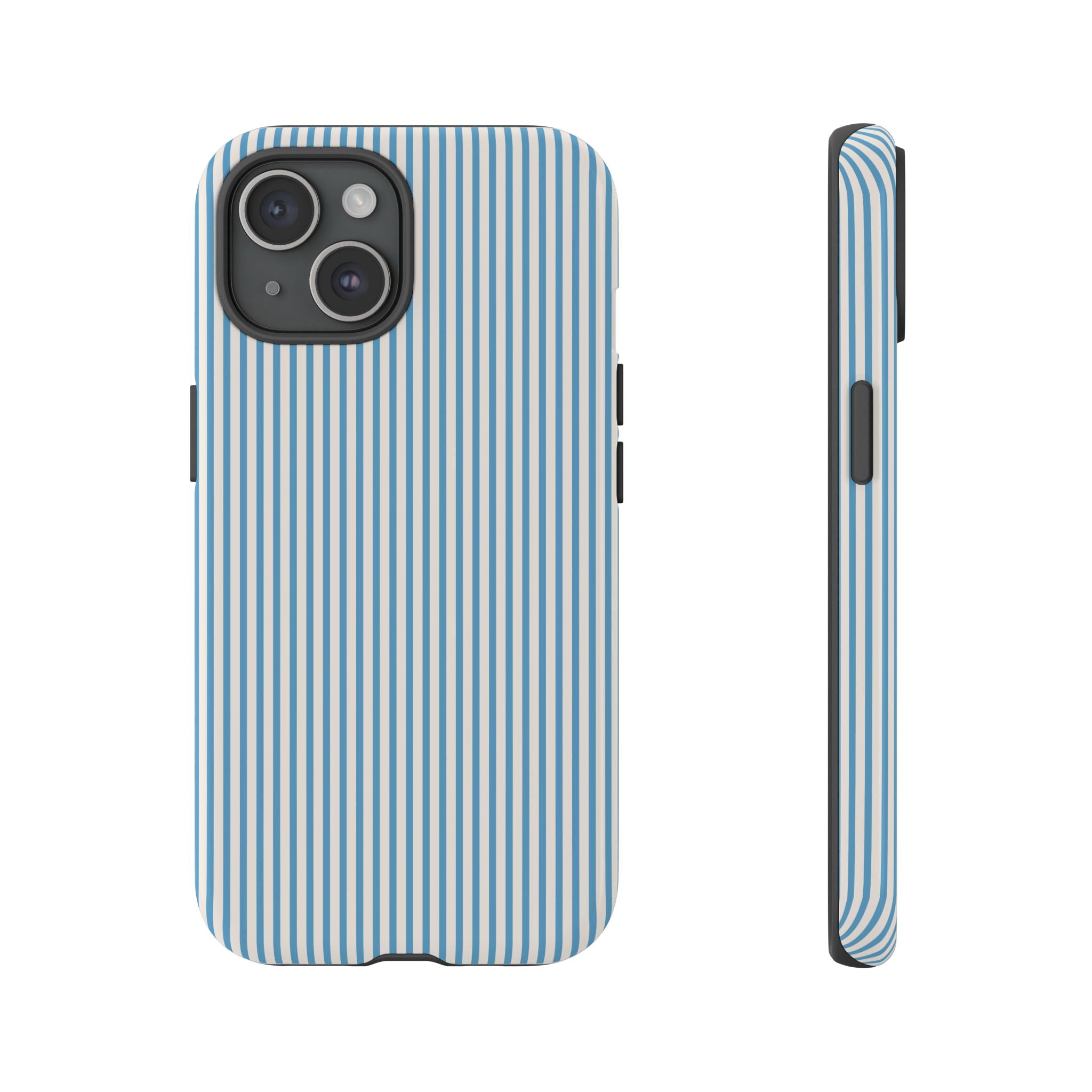 Striped Glossy Iphone Case With Soft Blue Lines Minimal Pattern