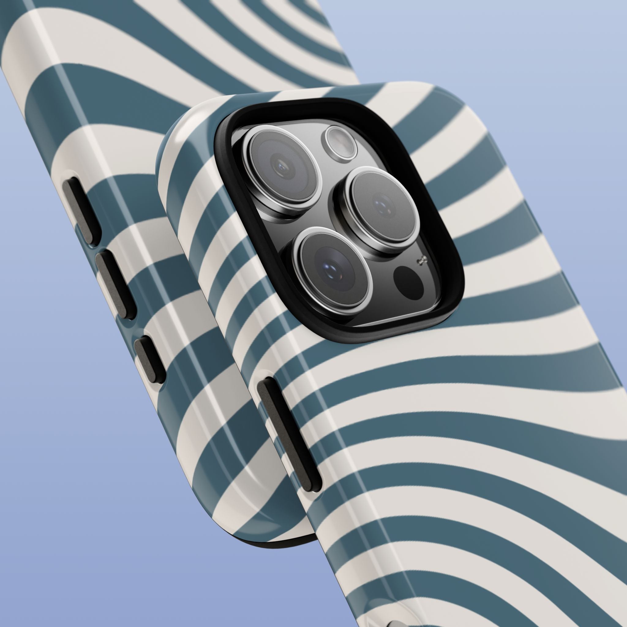 Wavy Lines - Glossy iPhone Case - Soft Blue - Organic Flow - Abstract Minimal