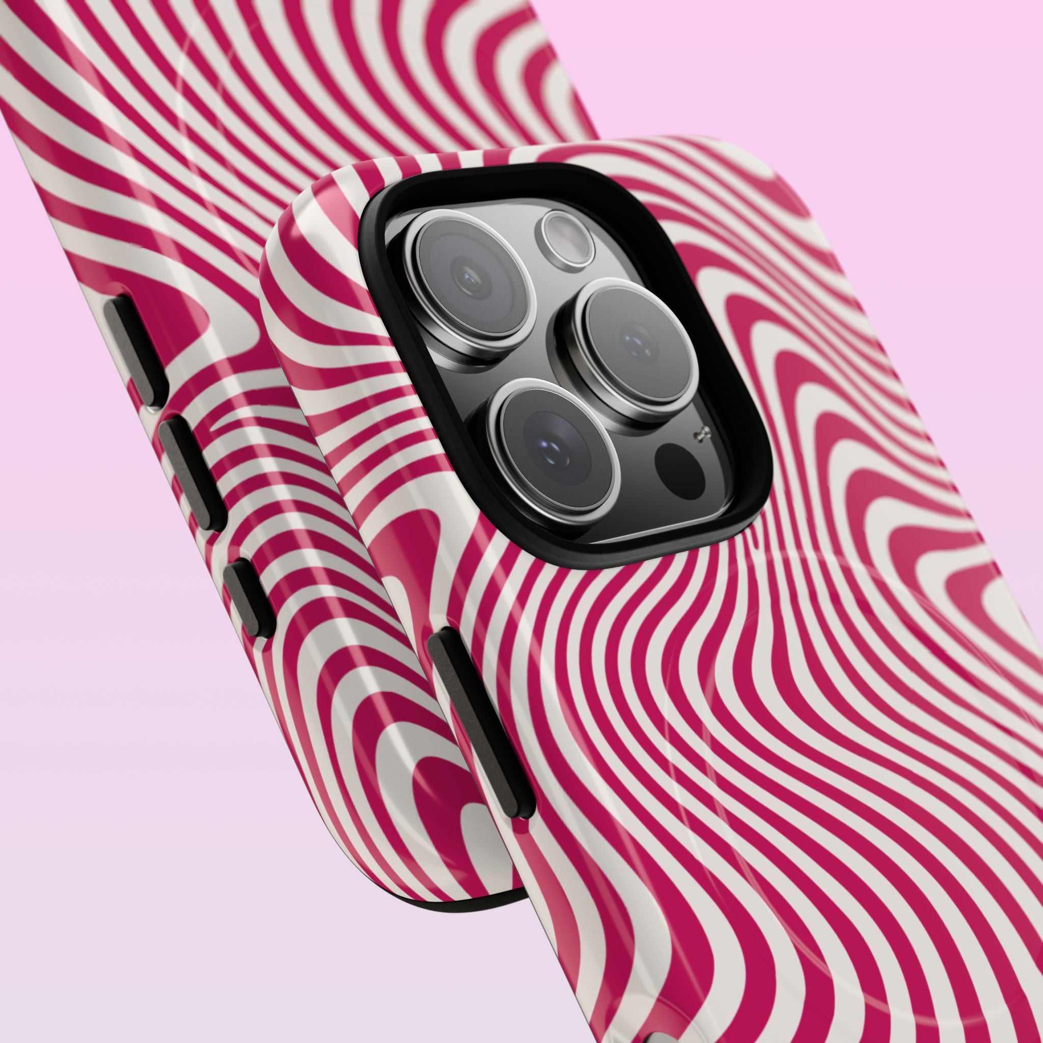 Wavy Lines - MagSafe Tough iPhone Case - Blush Pink - Abstract Minimal