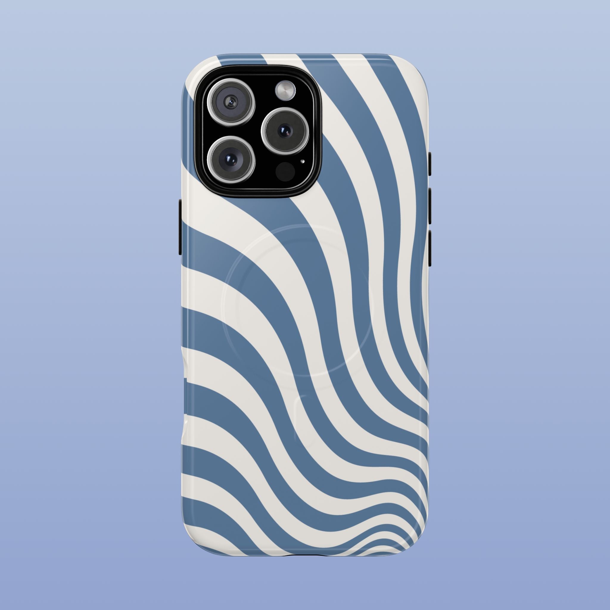 Ocean Blue Wavy Lines MagSafe tough iPhone case for iPhone 16 Pro - front view