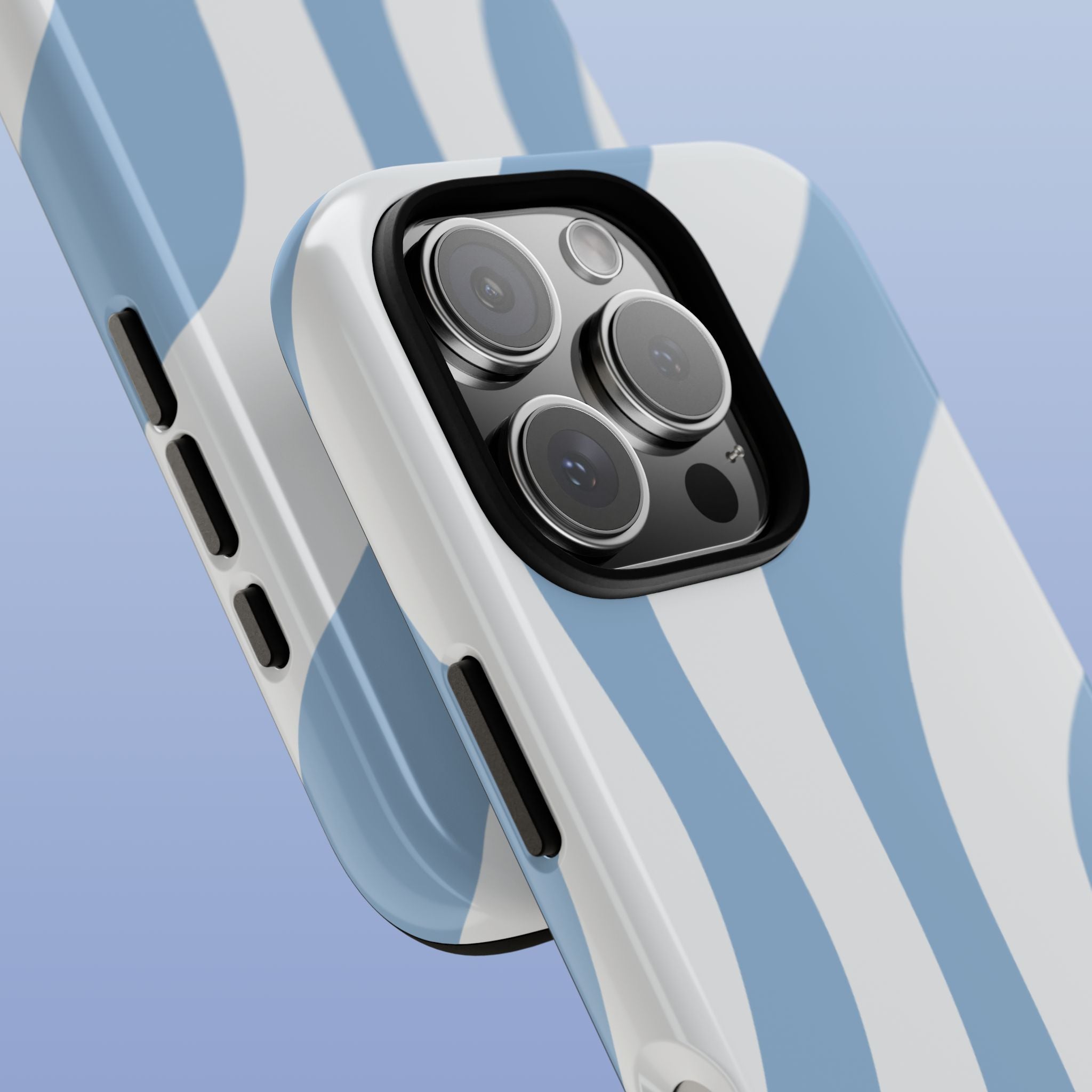 Wavy Lines - Glossy iPhone Case - Soft Blue Flow - Abstract Minimal