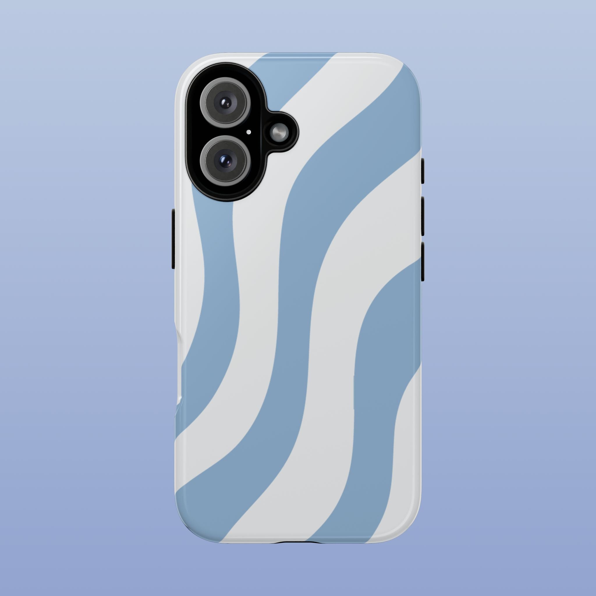 Wavy Lines - Glossy iPhone Case - Soft Blue Flow - Abstract Minimal